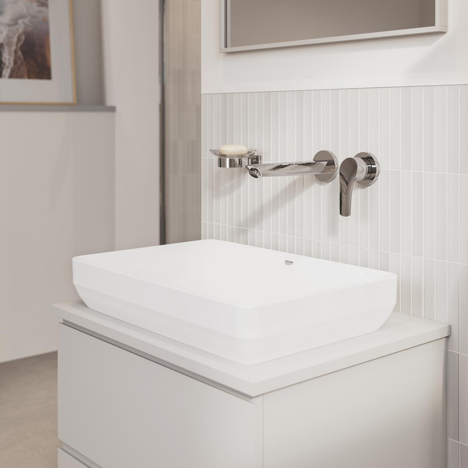 Baterie lavoar Grohe 29338003, Eurosmart, tip comanda monocomanda, tip instalare pe perete, marime l, crom [3]