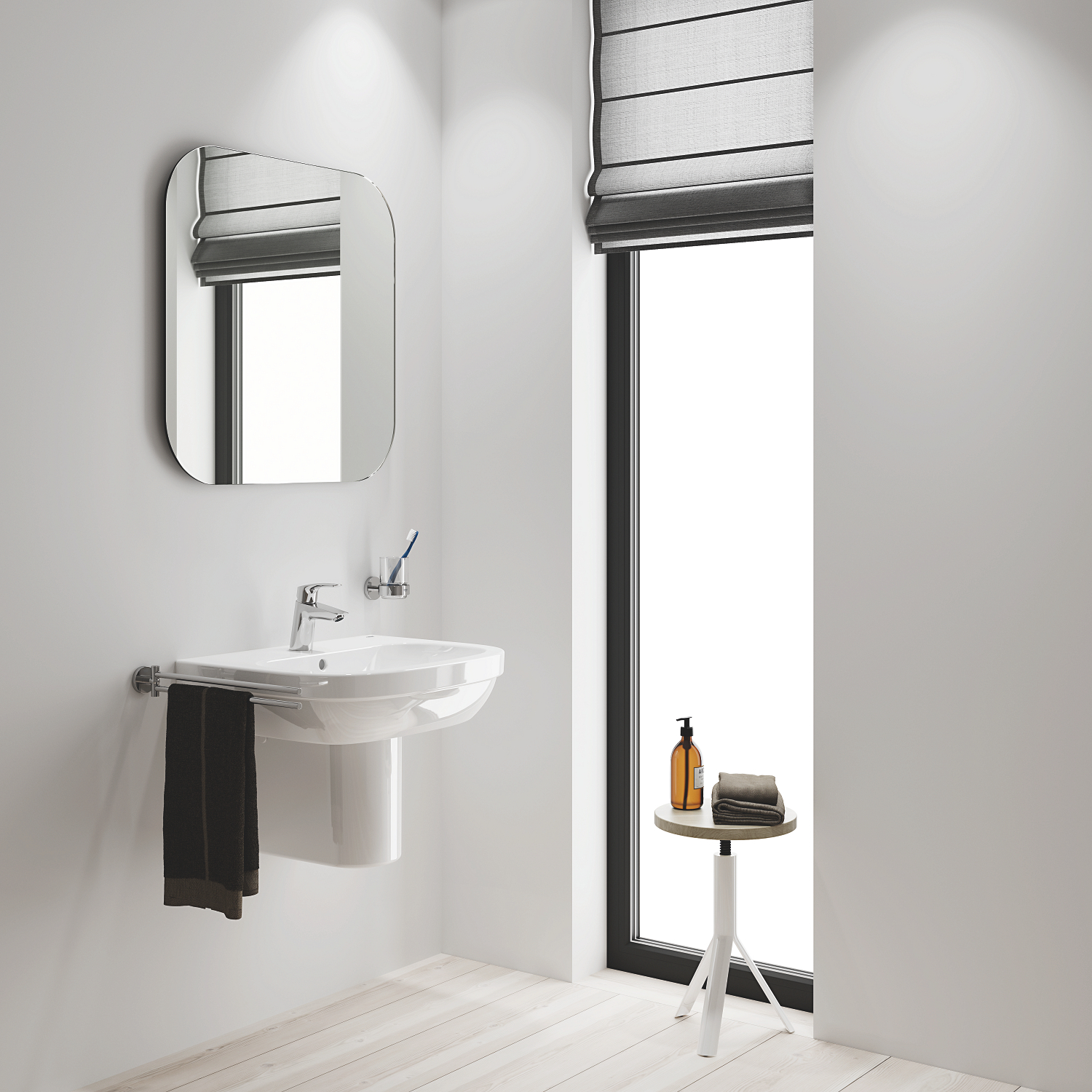 Baterie lavoar Grohe 23967003, Eurosmart, tip comanda monocomanda, tip instalare pe lavoar, marime s, crom [4]