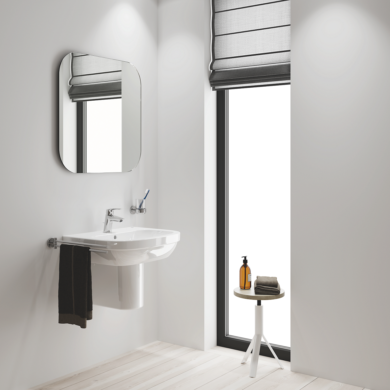 Baterie lavoar Grohe 23969003, Eurosmart, tip comanda monocomanda, tip instalare pe lavoar, marime s, crom [5]