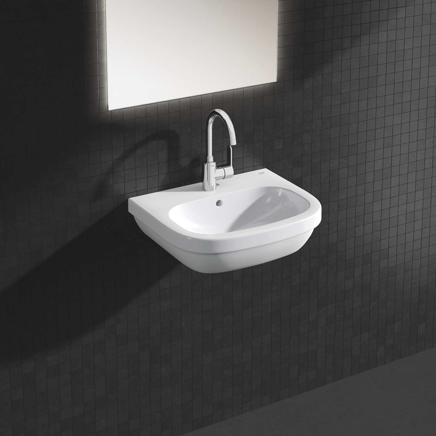 Baterie lavoar Grohe 23043003, Eurostyle, tip comanda monocomanda, tip instalare pe lavoar, pe blat, crom [1]