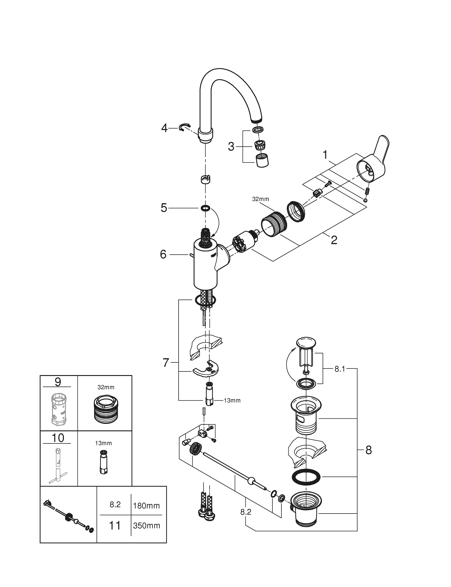 Baterie lavoar Grohe 23043003, Eurostyle, tip comanda monocomanda, tip instalare pe lavoar, pe blat, crom [3]