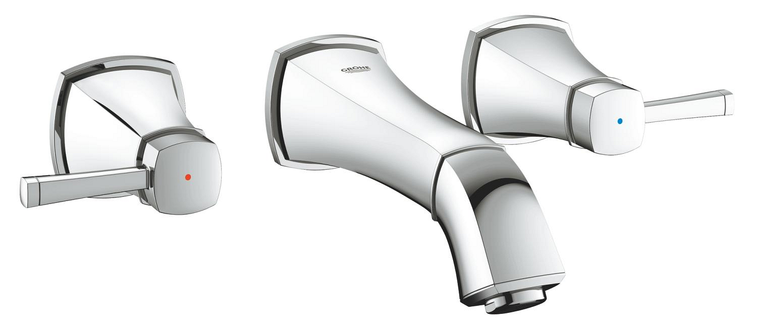 Baterii sanitare - Baterie lavoar Grohe 20414000, Grandera, tip comanda dubla comanda, tip instalare pe perete, marime m, crom