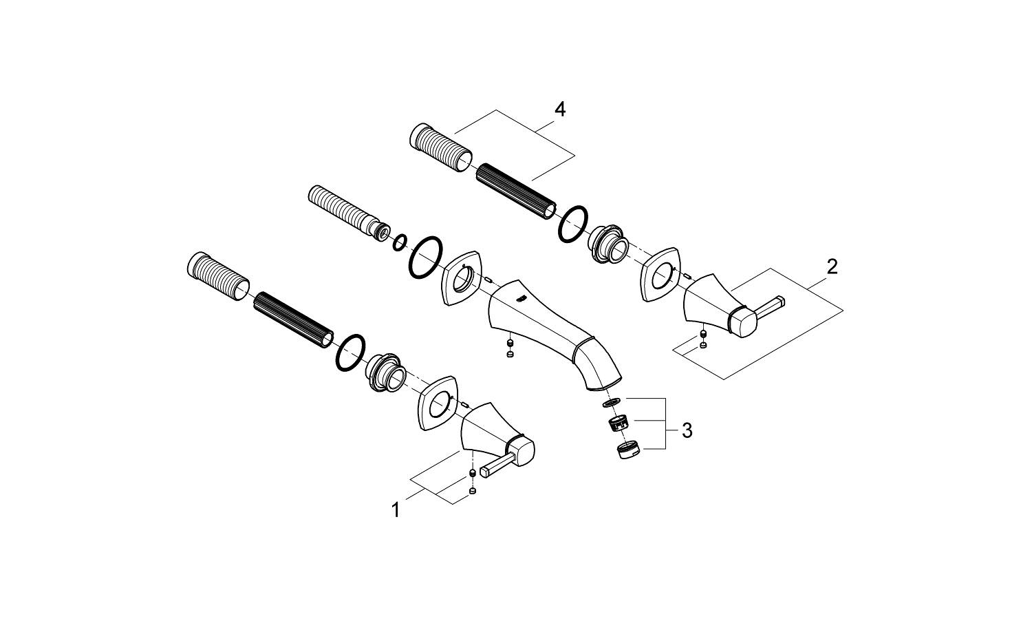 Baterie lavoar Grohe 20414000, Grandera, tip comanda dubla comanda, tip instalare pe perete, marime m, crom [2]