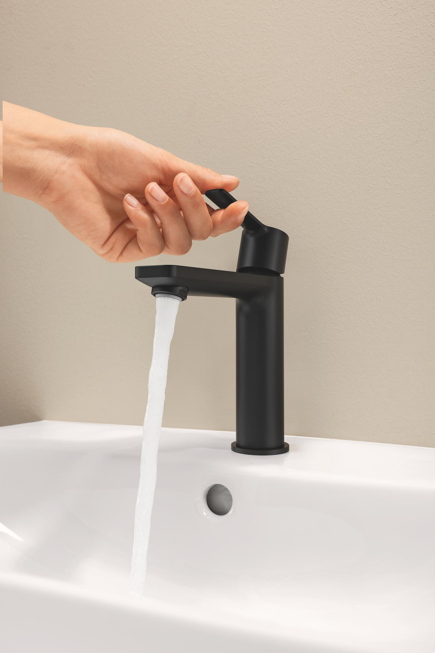 Baterie lavoar Grohe 321142431, Lineare, tip comanda monocomanda, marime m, tip instalare pe blat, pe lavoar, negru [6]
