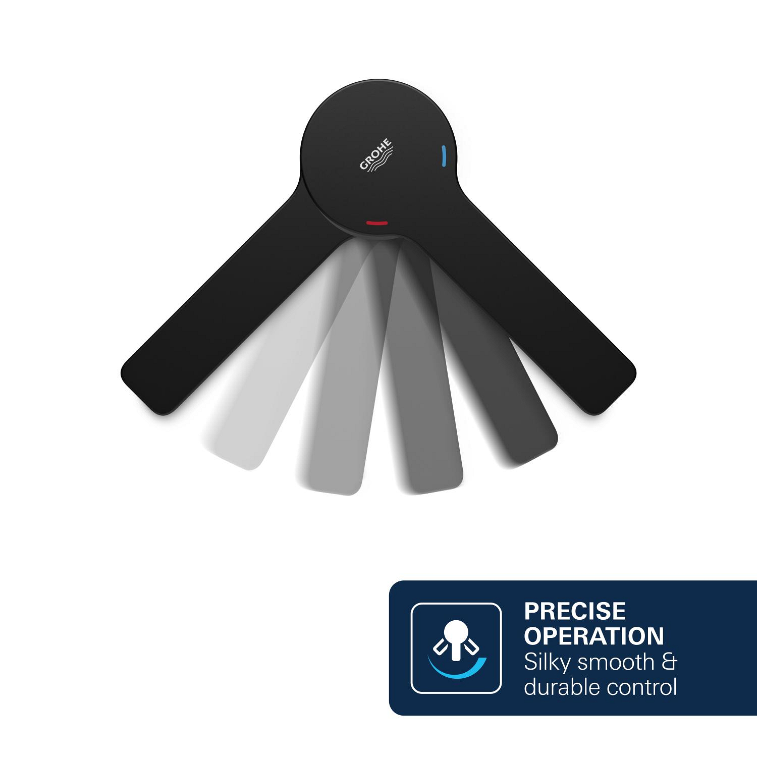 Baterie lavoar Grohe 237902431, Lineare, tip comanda monocomanda, marime s, tip instalare pe lavoar, negru [10]
