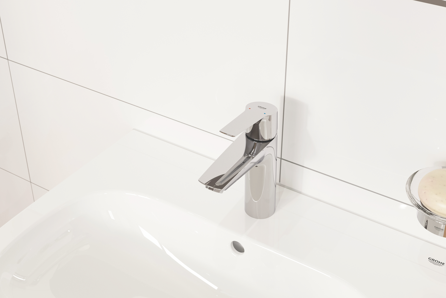 Baterie lavoar Grohe 24204002, Start, tip comanda monocomanda, tip instalare pe lavoar, marime m, crom [4]