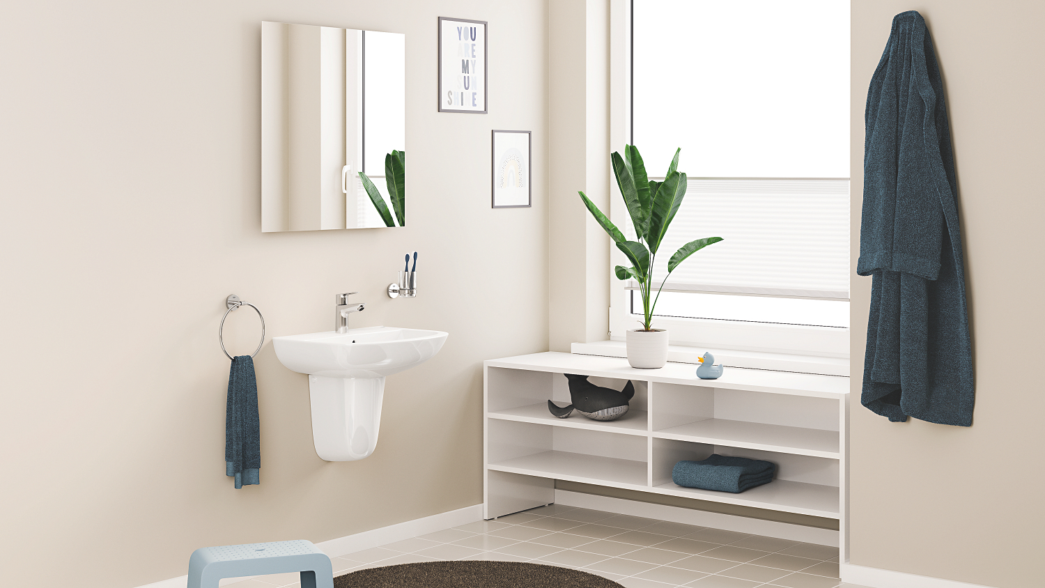 Baterie lavoar Grohe 24196001, Start Edge, tip comanda monocomanda, tip instalare pe lavoar, pe blat, crom [6]