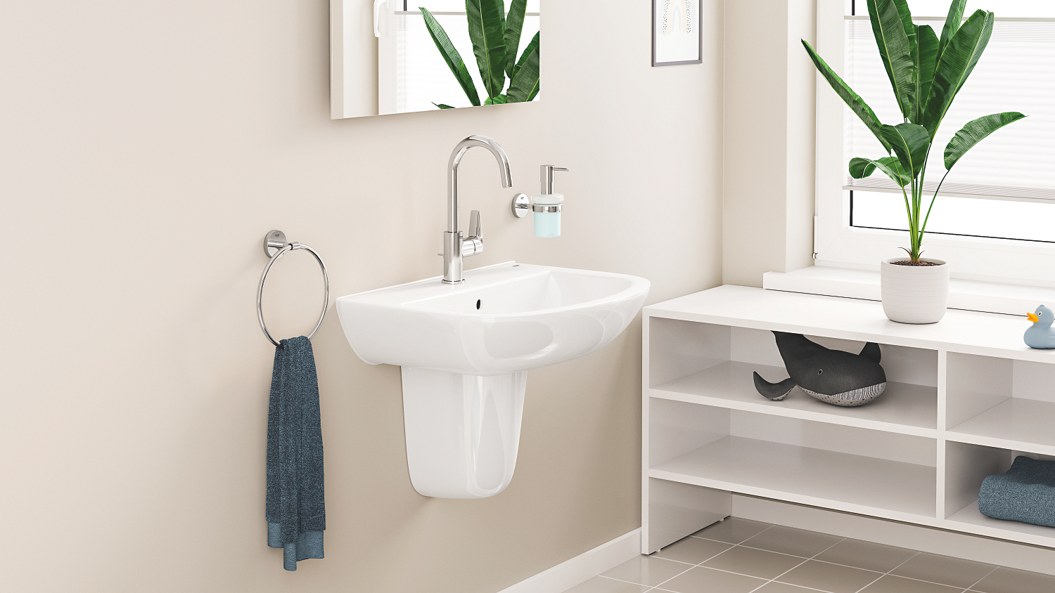 Baterie lavoar Grohe 24201001, Start Edge, tip comanda monocomanda, tip instalare pe lavoar, pe blat, crom [7]