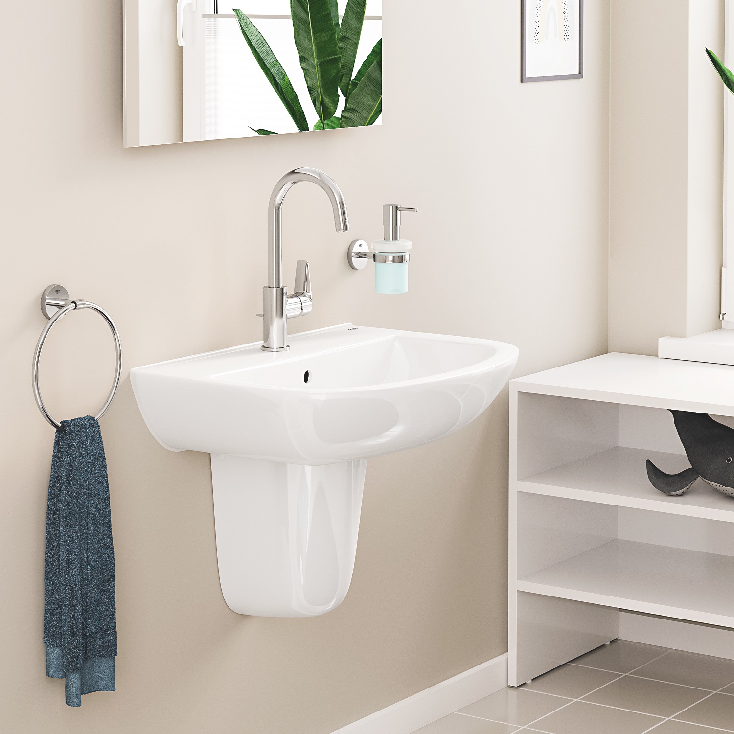 Baterie lavoar Grohe 24201001, Start Edge, tip comanda monocomanda, tip instalare pe lavoar, pe blat, crom [1]