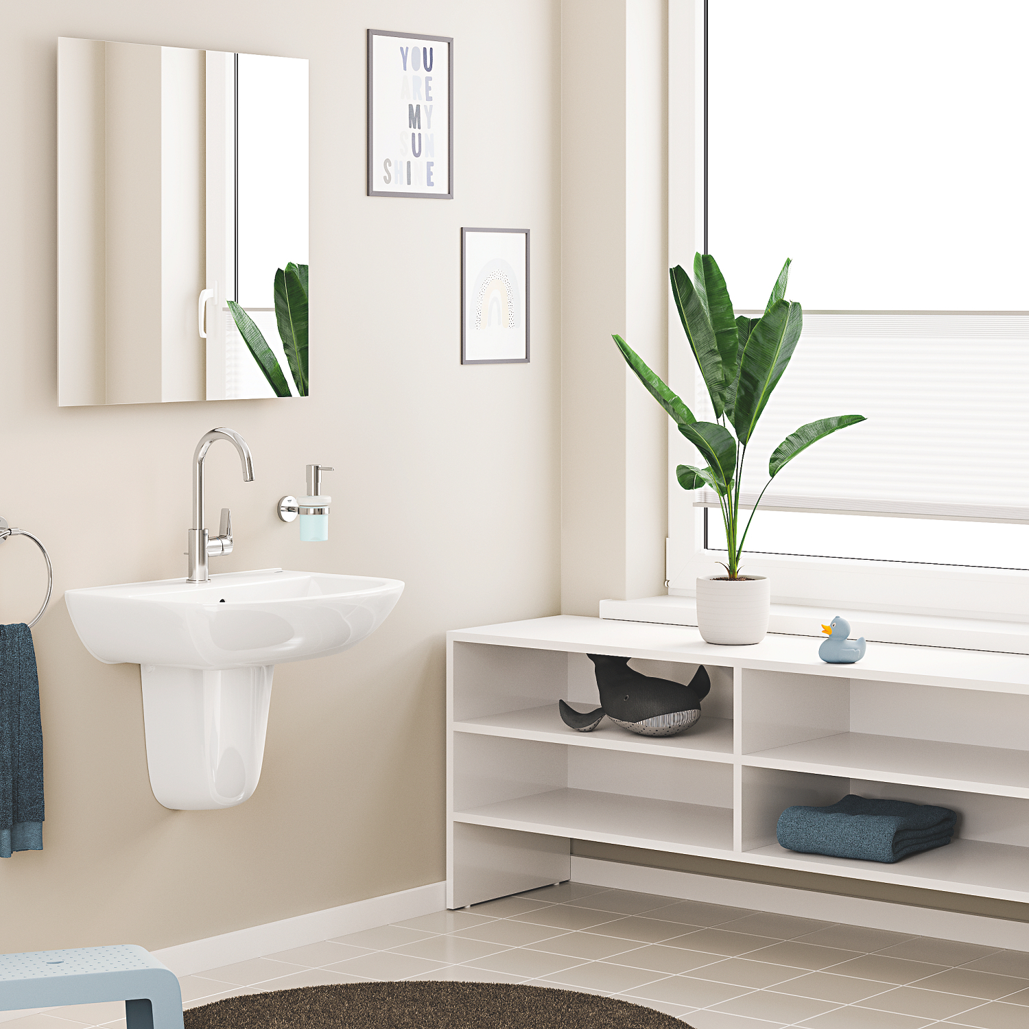 Baterie lavoar Grohe 24201001, Start Edge, tip comanda monocomanda, tip instalare pe lavoar, pe blat, crom [8]