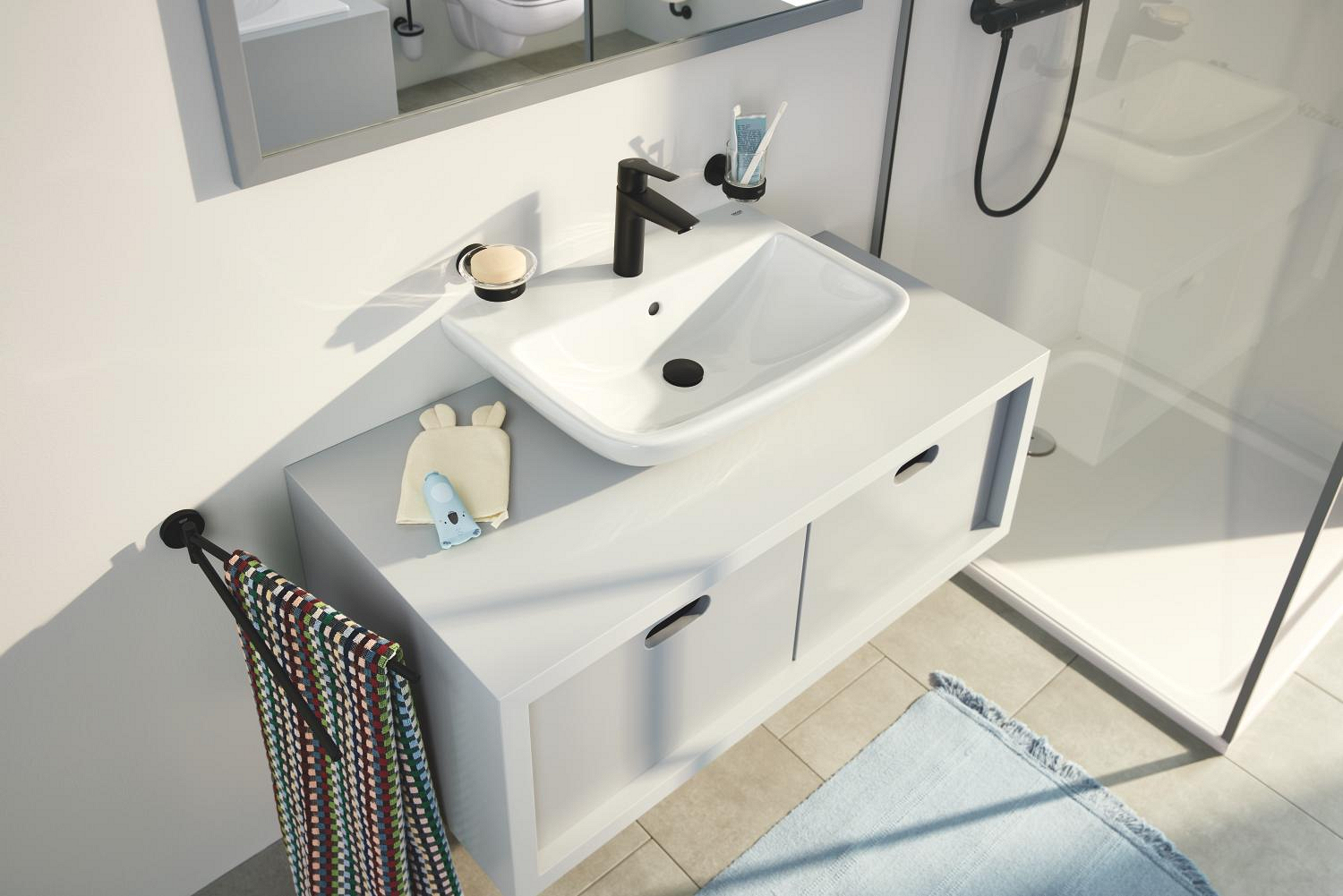Baterie lavoar Grohe 242042432, Start, tip comanda monocomanda, tip instalare pe lavoar, marime m, negru [3]