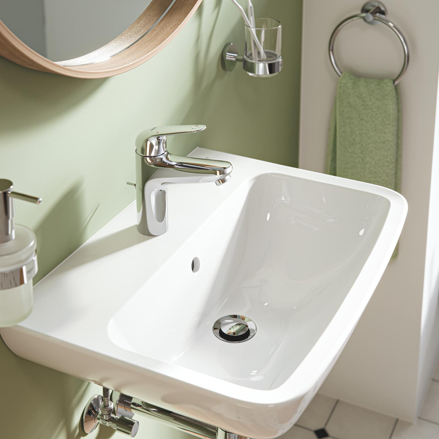 Baterie lavoar Grohe 24325001, Swift, tip comanda monocomanda, tip instalare pe lavoar, pe blat, crom [4]