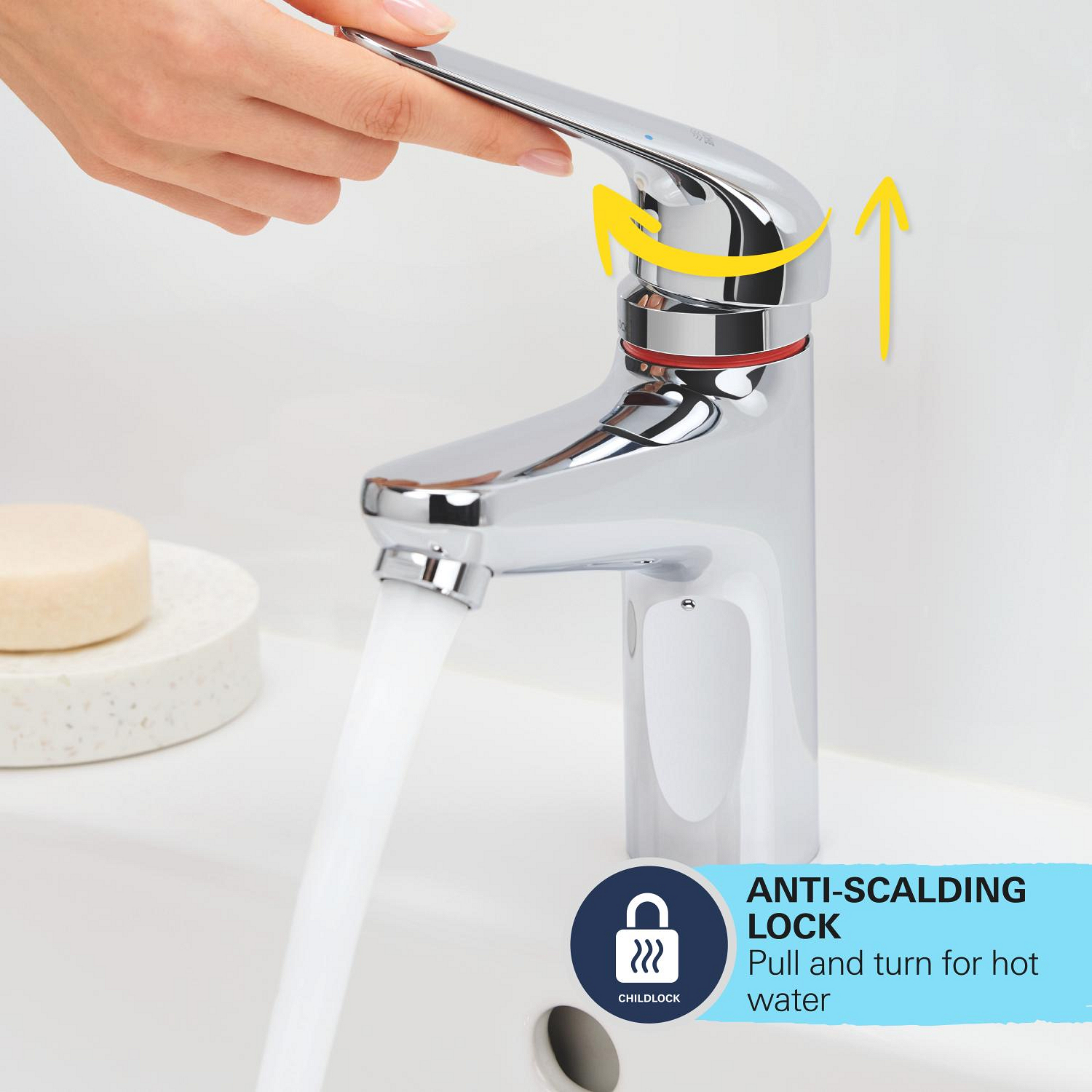 Baterie lavoar Grohe 24327001, Swift, tip comanda monocomanda, tip instalare pe lavoar, marime m, crom [14]