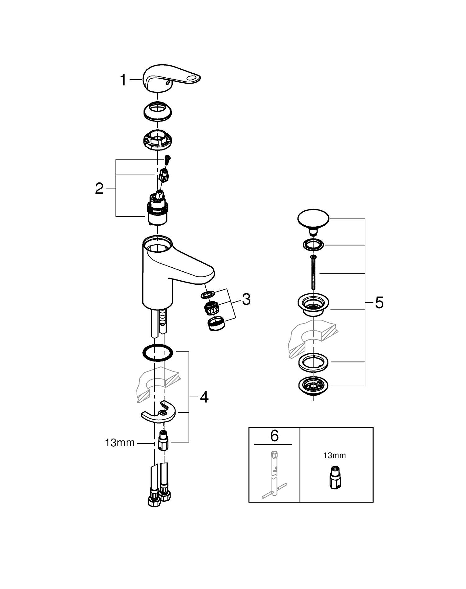 Baterie lavoar Grohe 24318001, Swift, tip comanda monocomanda, tip instalare pe lavoar, marime s, crom [5]