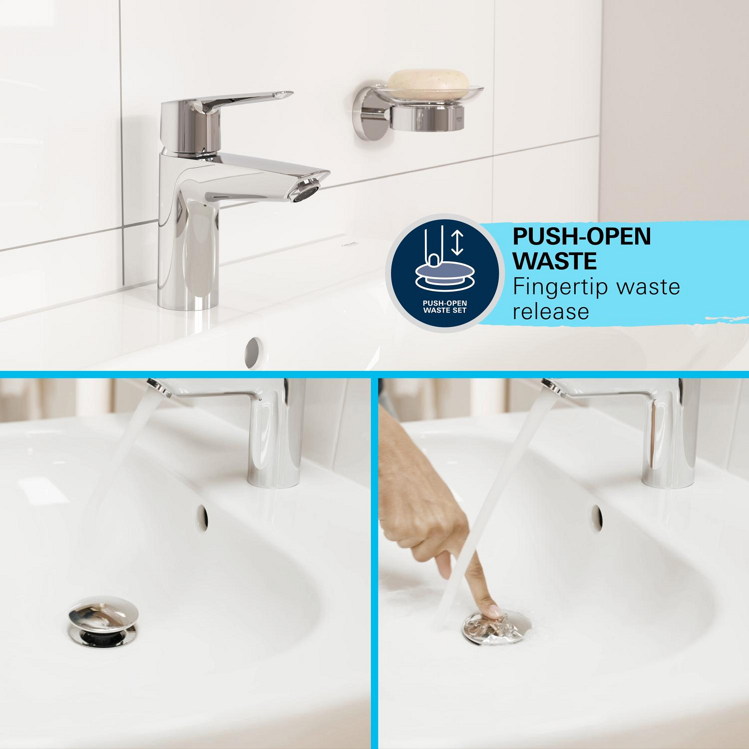 Baterie lavoar Grohe 24319001, Swift, tip comanda monocomanda, tip instalare pe lavoar, marime s, crom [10]