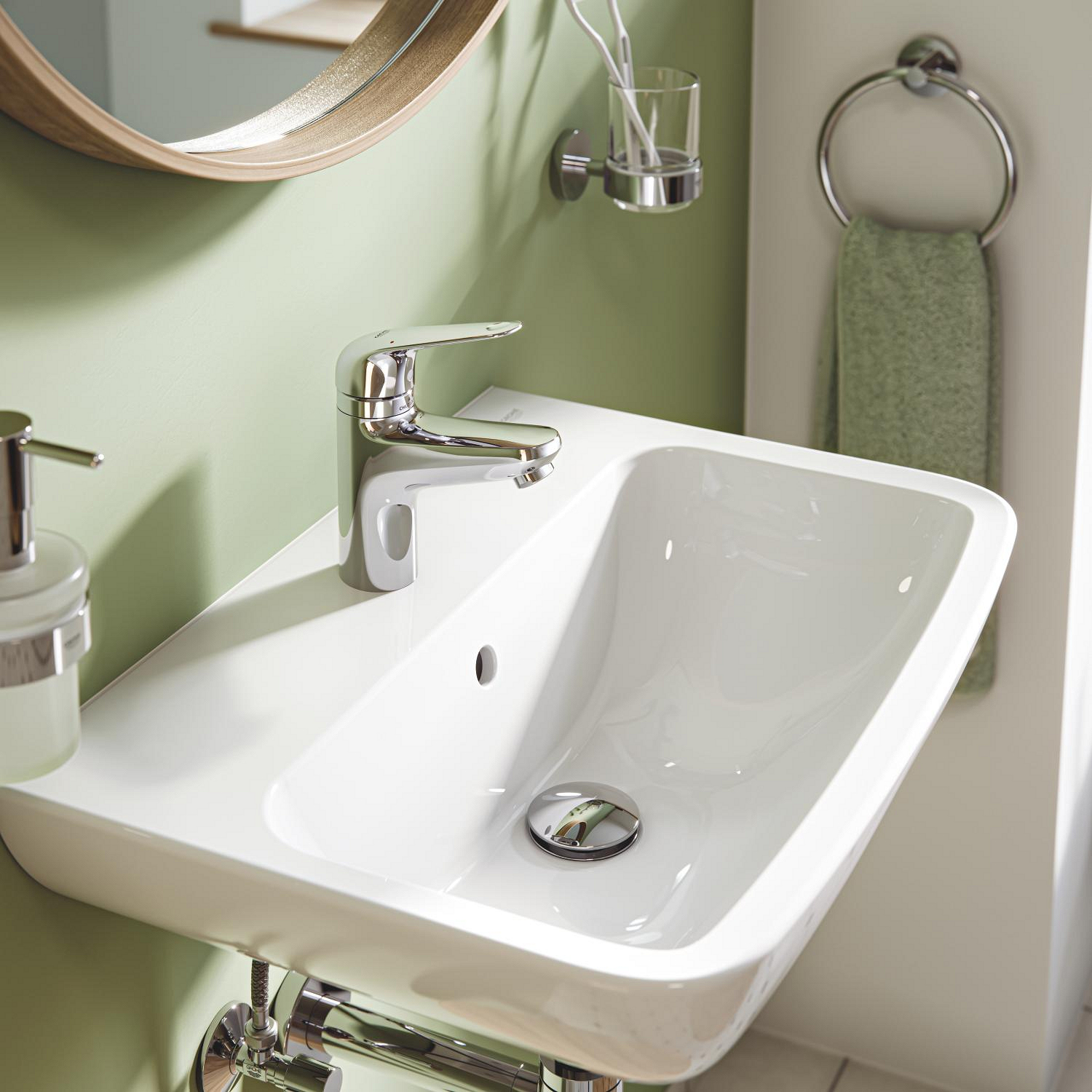 Baterie lavoar Grohe 24319001, Swift, tip comanda monocomanda, tip instalare pe lavoar, marime s, crom [18]