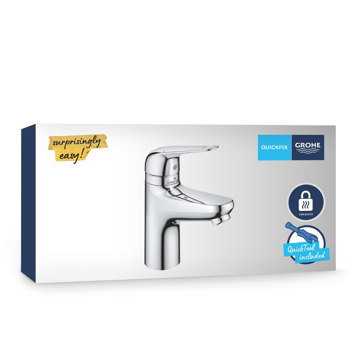 Baterie lavoar Grohe 24319001, Swift, tip comanda monocomanda, tip instalare pe lavoar, marime s, crom [15]