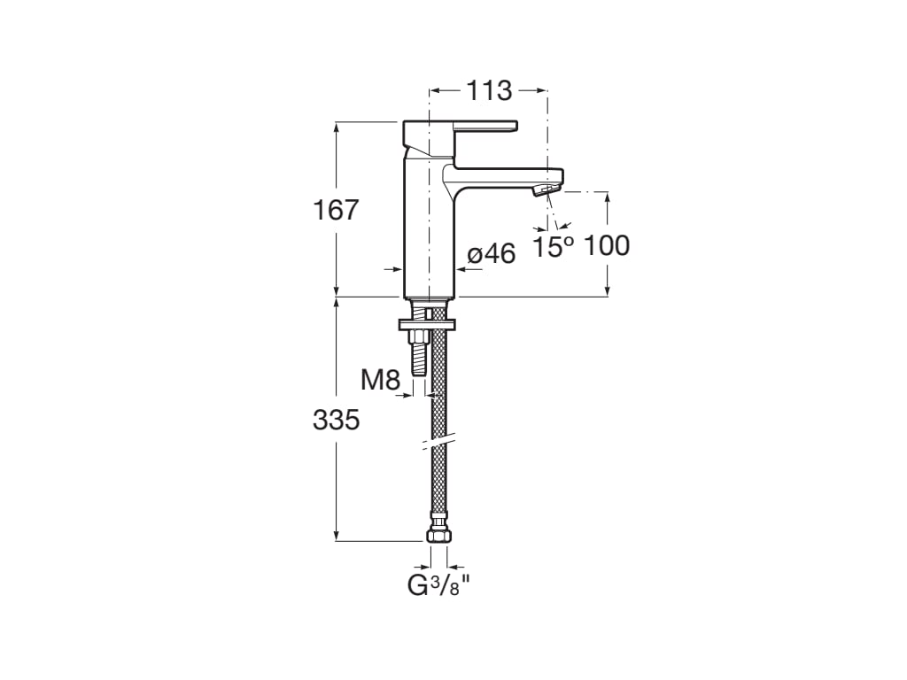 Baterie lavoar Roca A5A3296C00, Naia, tip comanda monocomanda, marime m, tip instalare pe lavoar, crom [1]