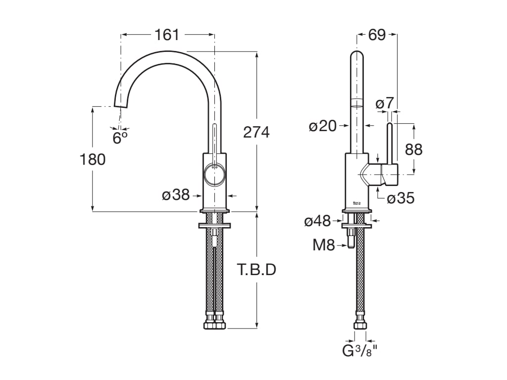 Baterie lavoar Roca A5A4A3FC00, NU, tip comanda monocomanda, marime l, tip instalare pe blat, pe lavoar, crom [1]