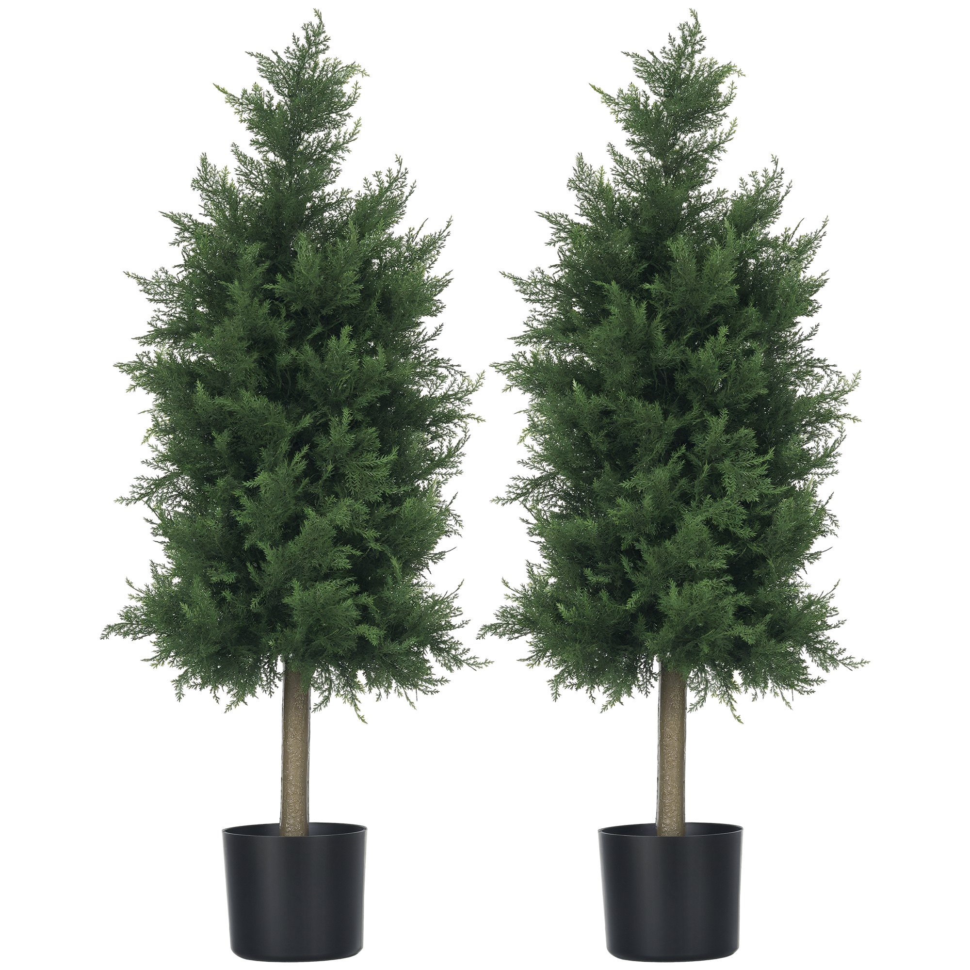 Living & hol -  Arbori Topiari de Cedru Artificial, Set de 2 Plante Artificiale in Ghivece, Plante Decorative, 38x12.5x90 cm, Verde
