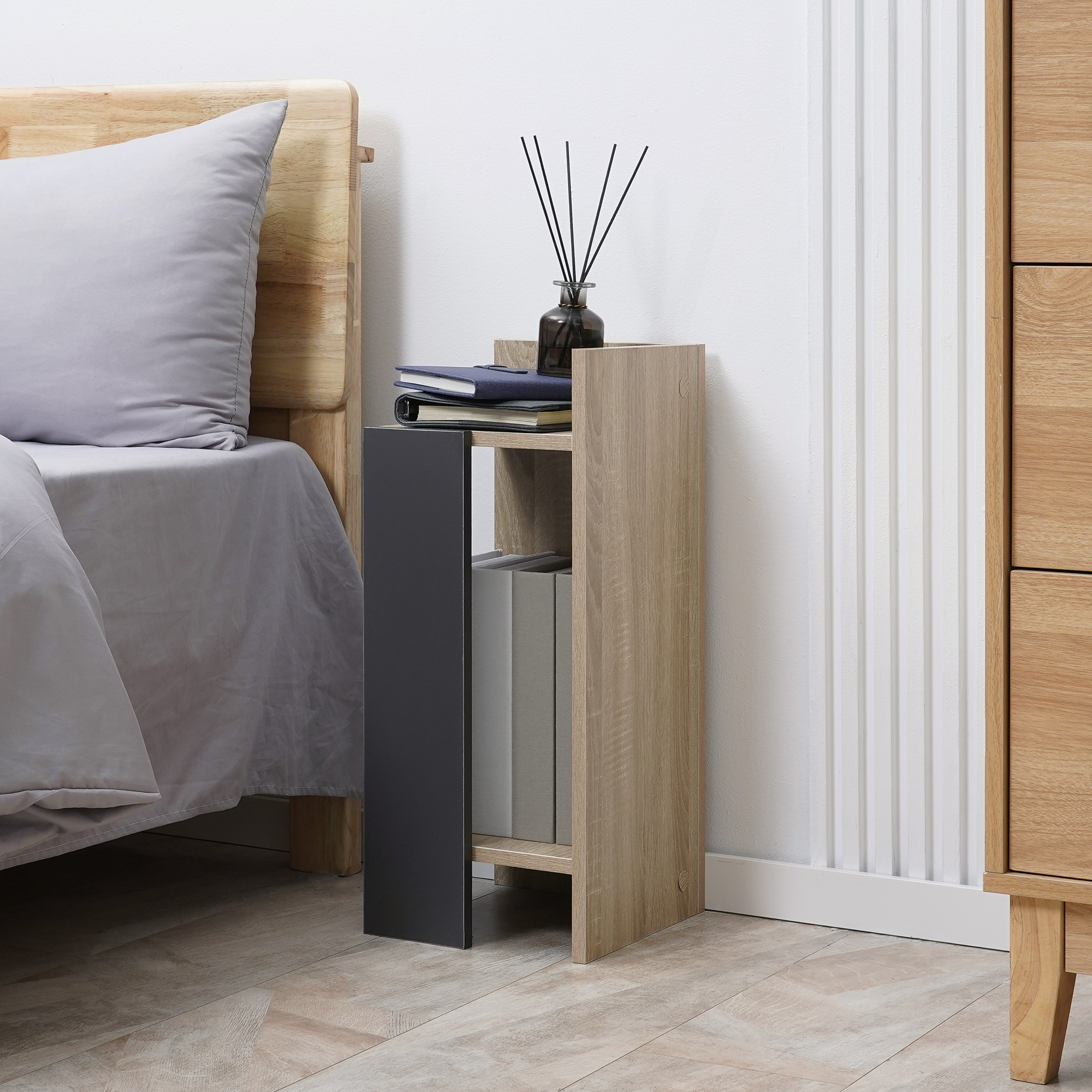  Set 2 Noptiere Moderne - Gri cu Polita Deschisa [7]