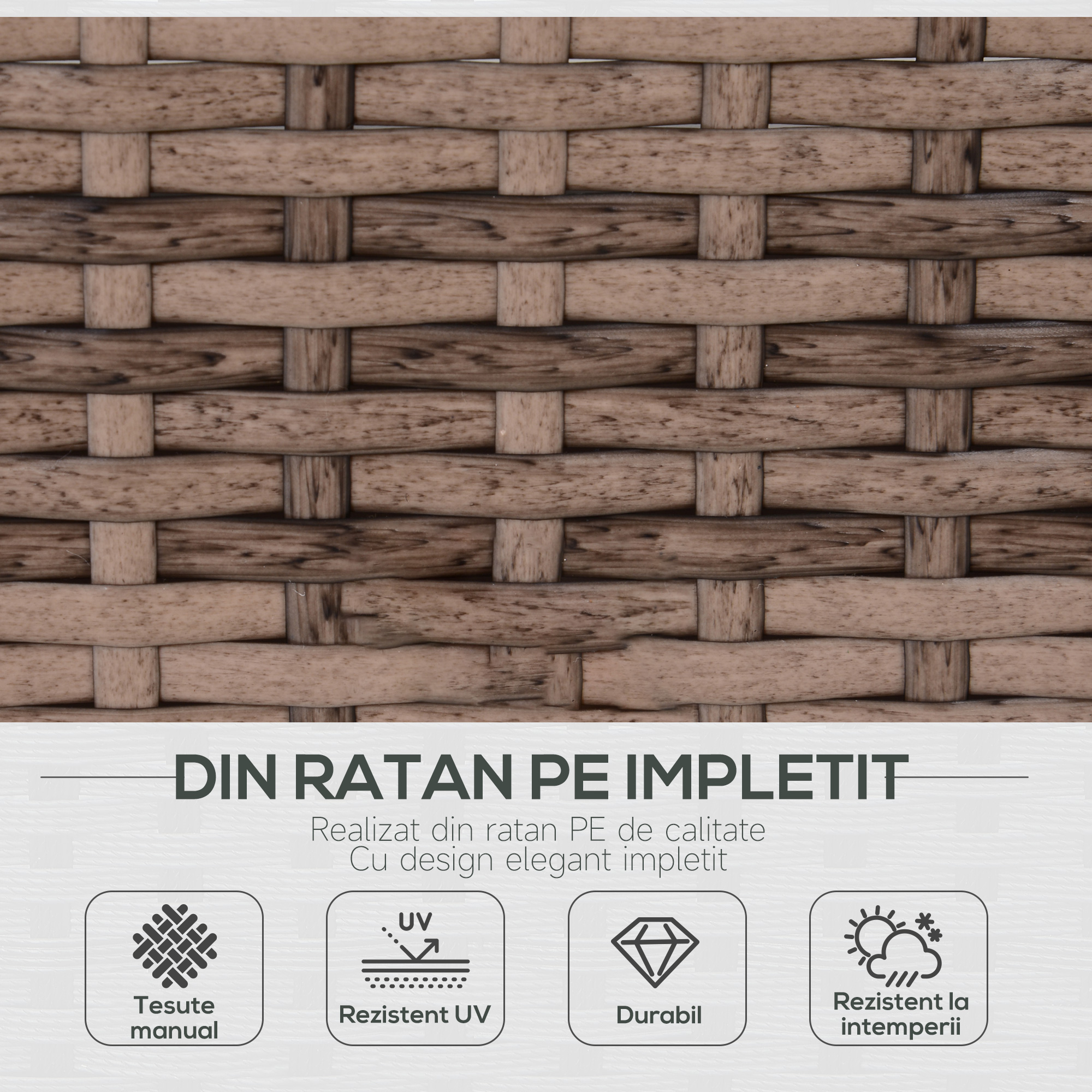  Salon de Gradina din Rattan din 7 Piese cu Masuta si Canapea Modulara cu Perne, Gri [3]