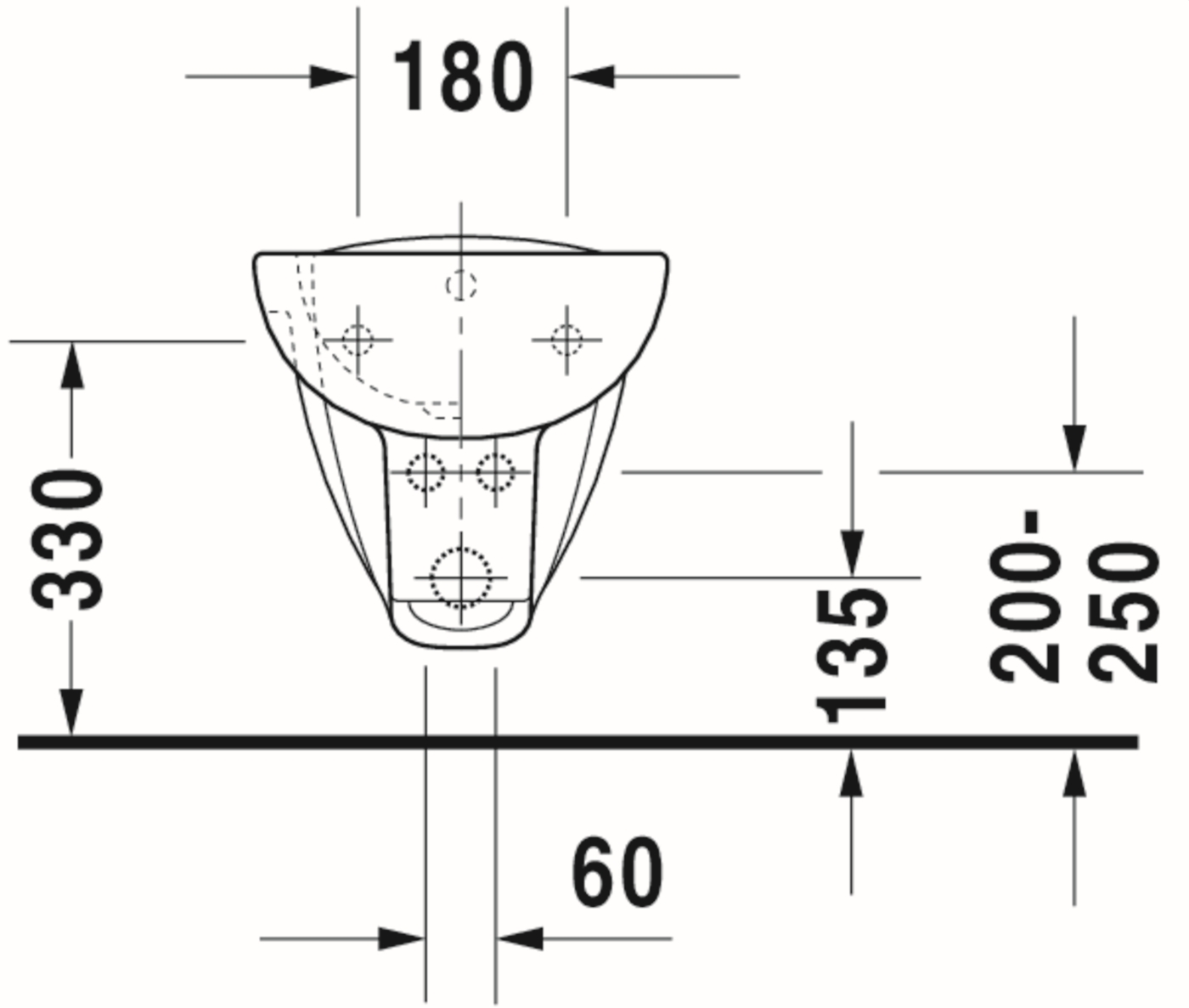 Bideu Duravit 22571500002, D-Code, montaj suspendat, preaplin, zona montaj interior, seria D-Code, alb [7]