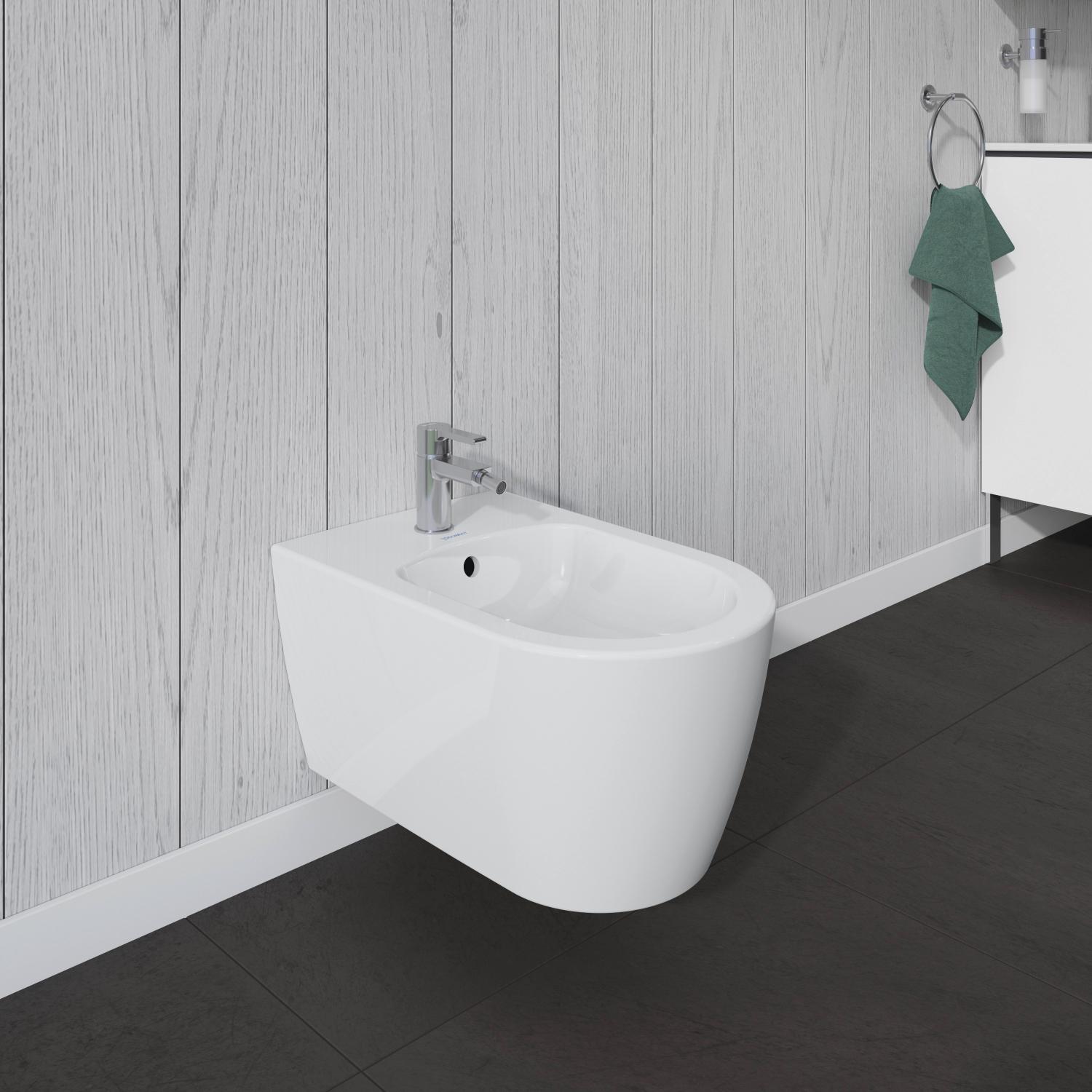 Bideu Duravit 2288150000, Me by Starck, montaj suspendat, zona montaj interior, elemente fixare ascunse, alb [1]