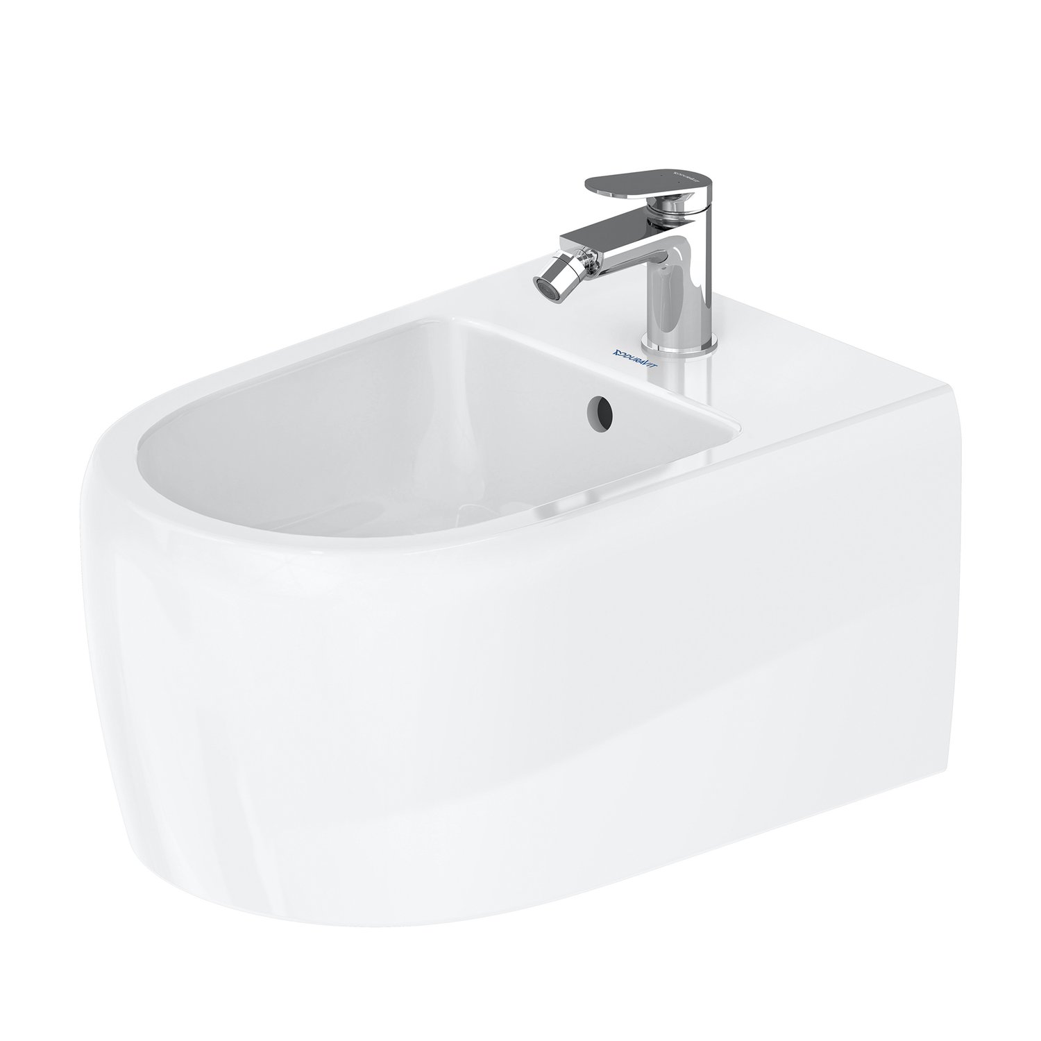 Baie - Bideu Duravit 2263150000, Qatego, montaj suspendat, preaplin, zona montaj interior, elemente fixare ascunse, alb