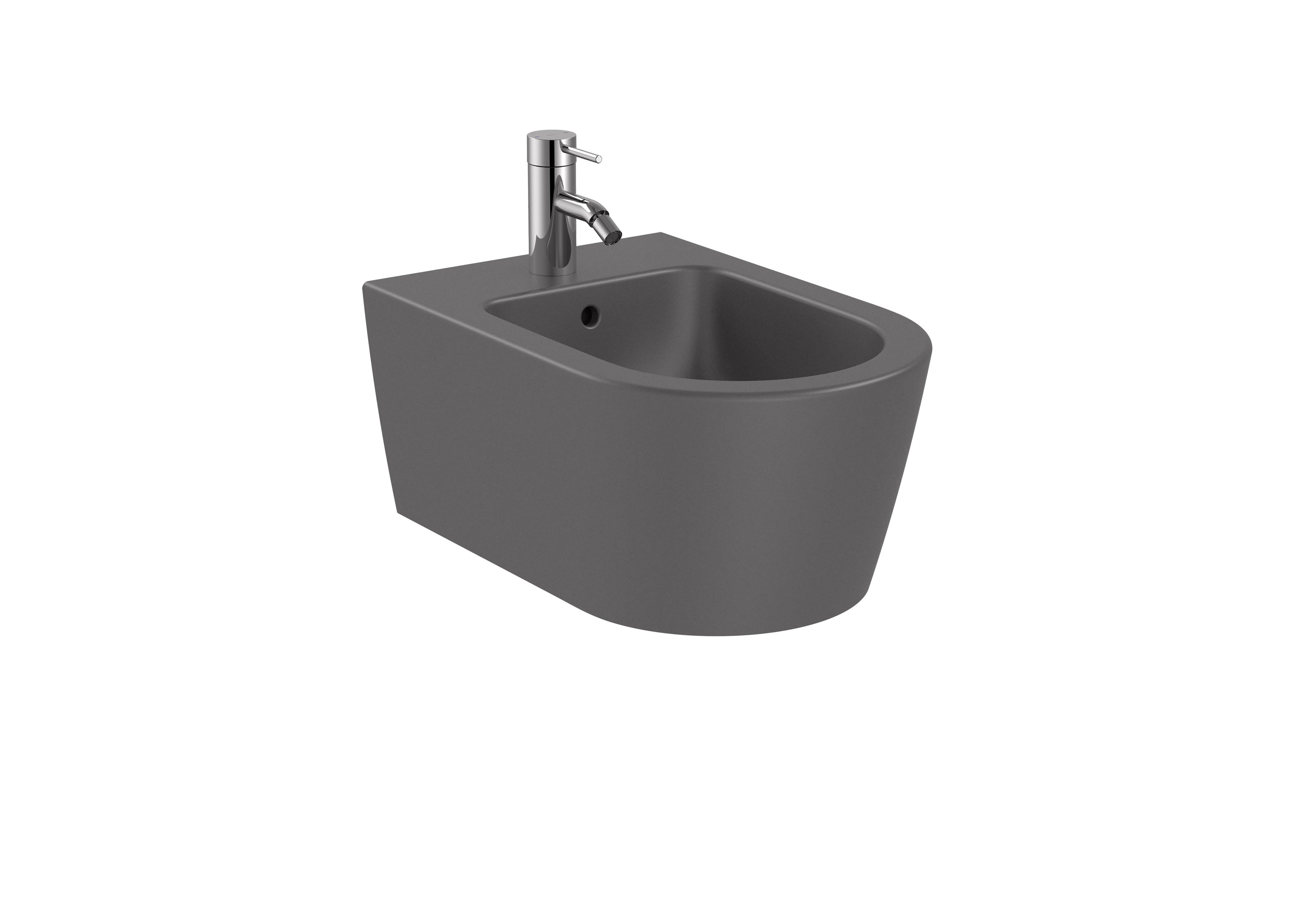 Baie - Bideu Roca A357525640, Inspira Round, montaj suspendat, preaplin, utilizare igienica si eficienta, antracit