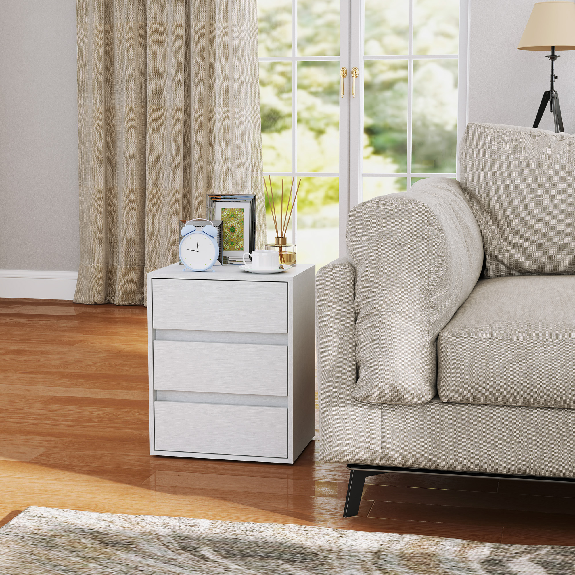  Comoda moderna cu 3 sertare din lemn alb, 40x30x50,5 cm [8]