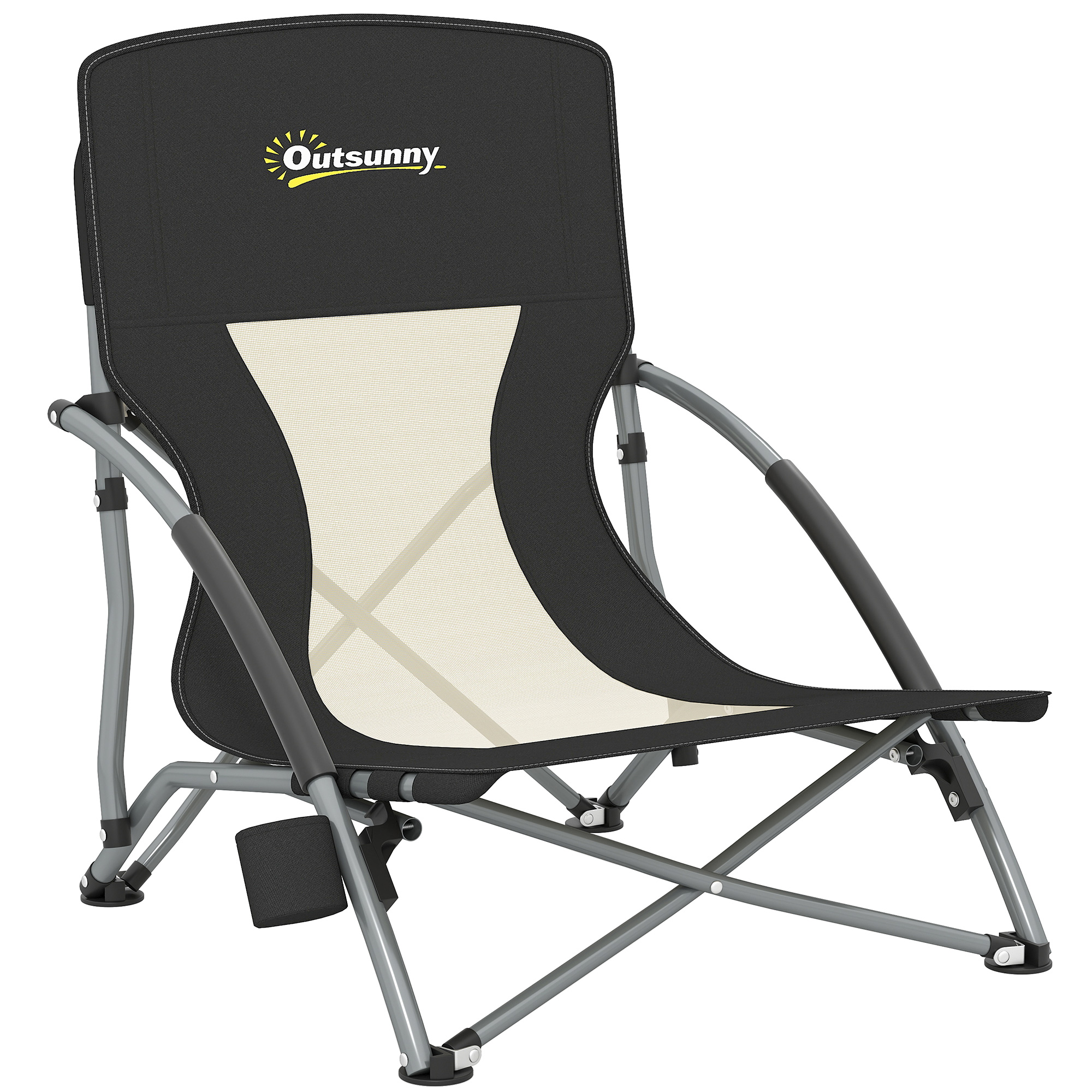 Gradina & balcon -  Scaun de Plaja si Camping Pliabil cu Spatar din Plasa, Negru