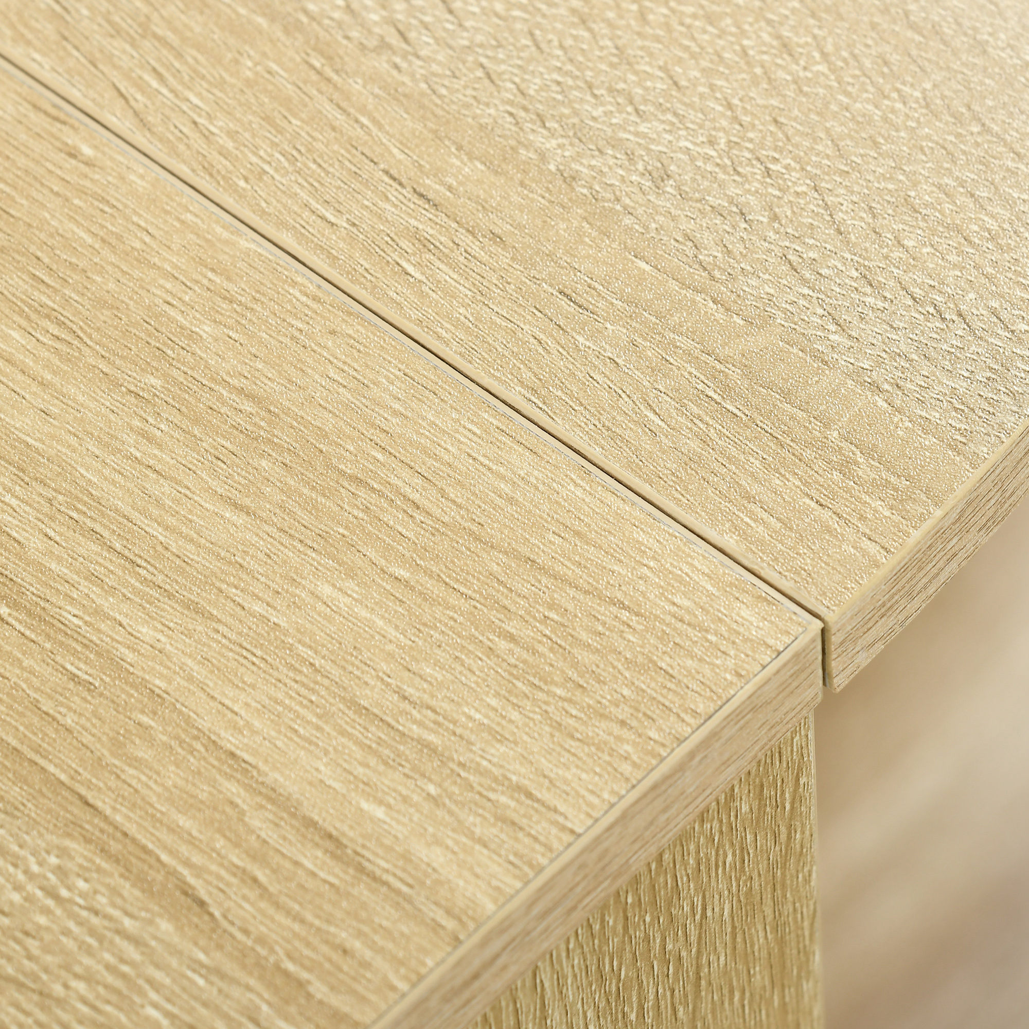  Masa pliabila pentru sufragerie cu 2 extensii, masa consola compacta din lemn, culoare stejar [8]