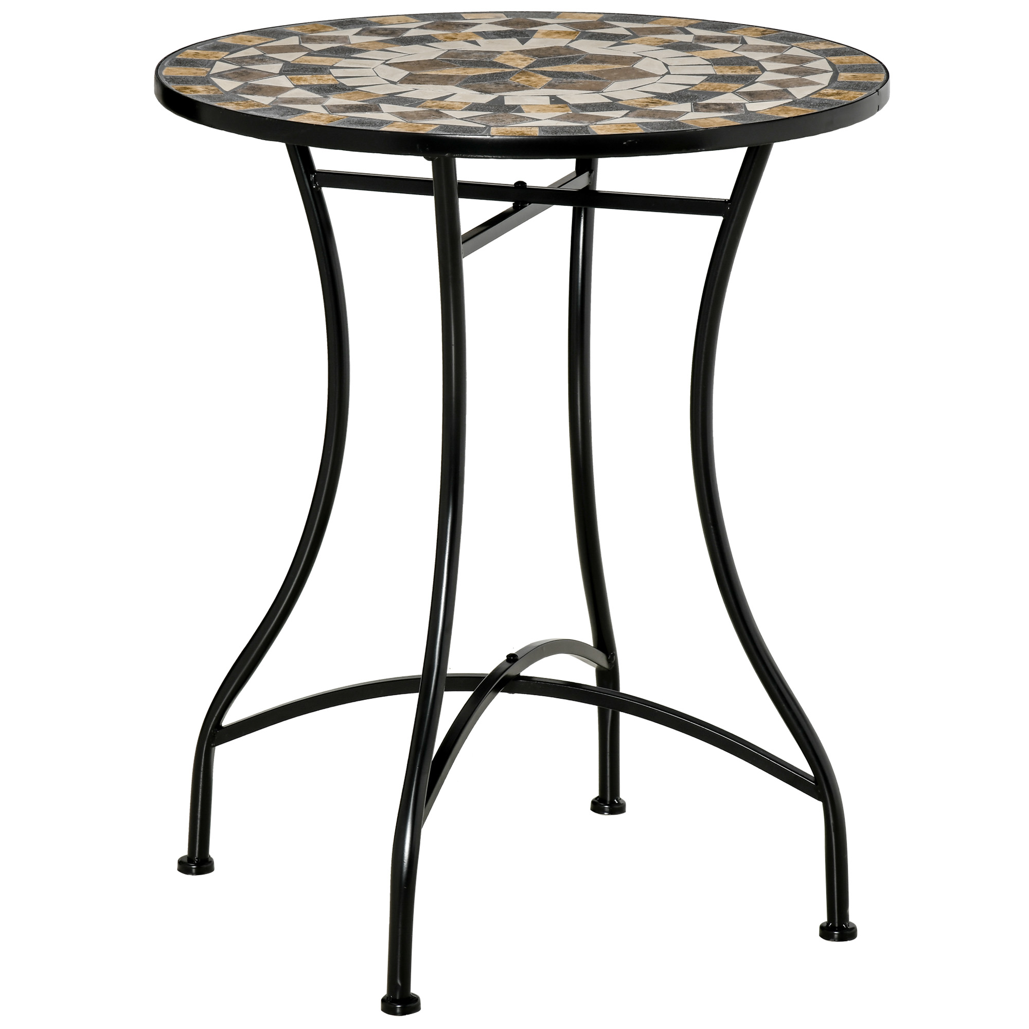 Gradina & balcon -  Masa Rotunda Stil Bistro de 60 cm cu Mozaic pentru Gradina, Veranda, Exterior, Balcon, Gri