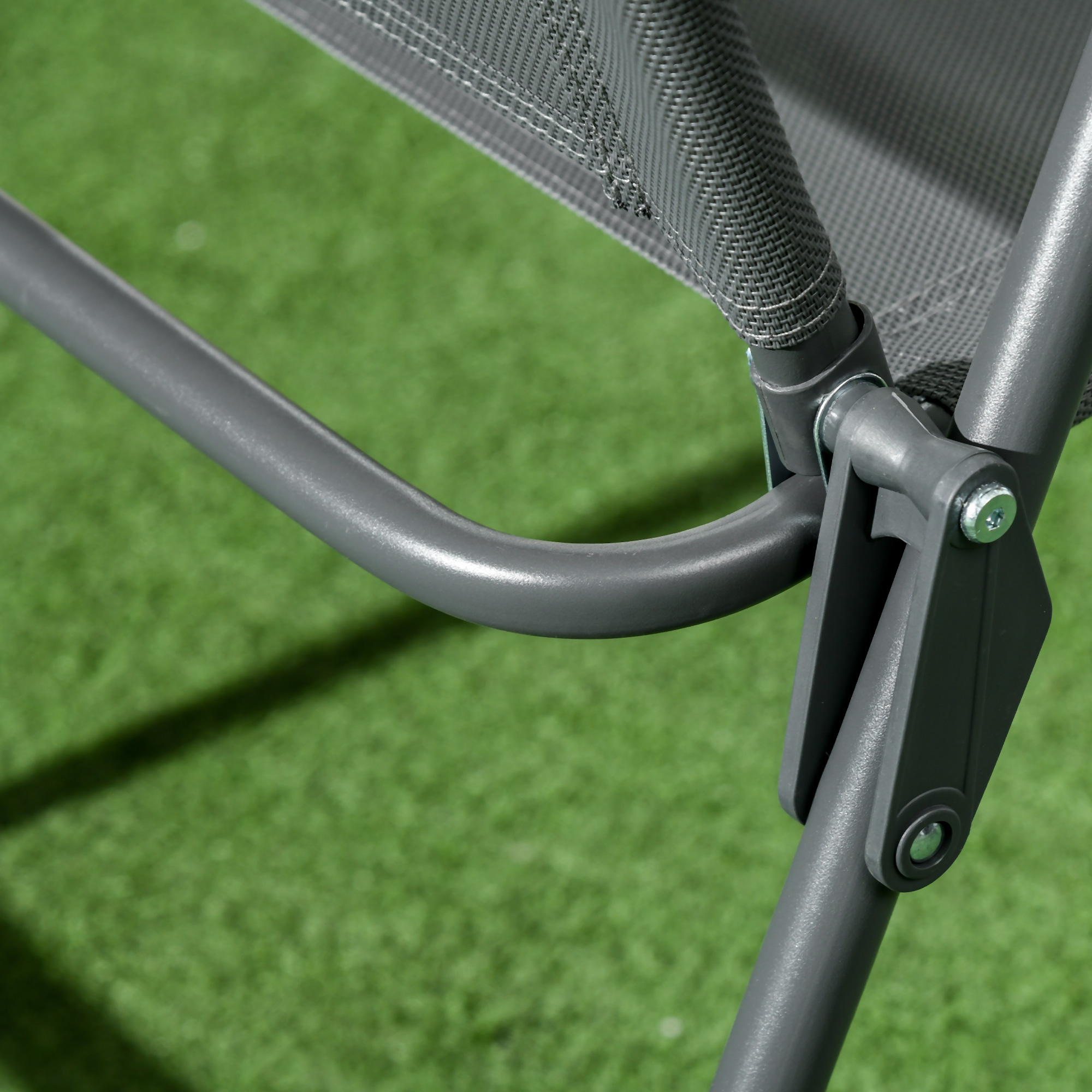  Set de gradina 3 piese cu 2 scaune 53.5x64x93 cm si masuta de cafea Ø45x50 cm, din metal, gri inchis [7]