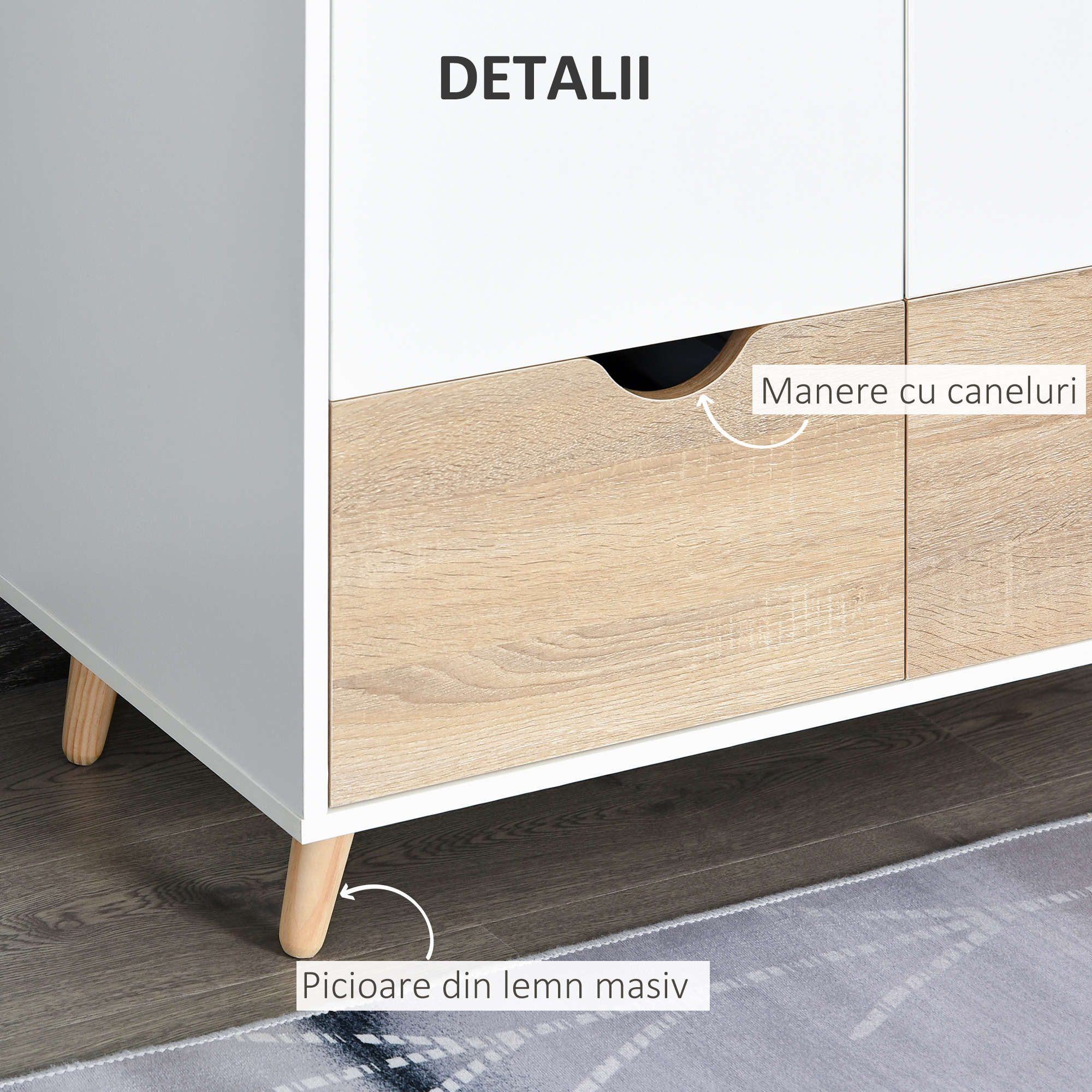  Dulap Elegant 2 Sertare & Raft pentru Haine - Alb [5]