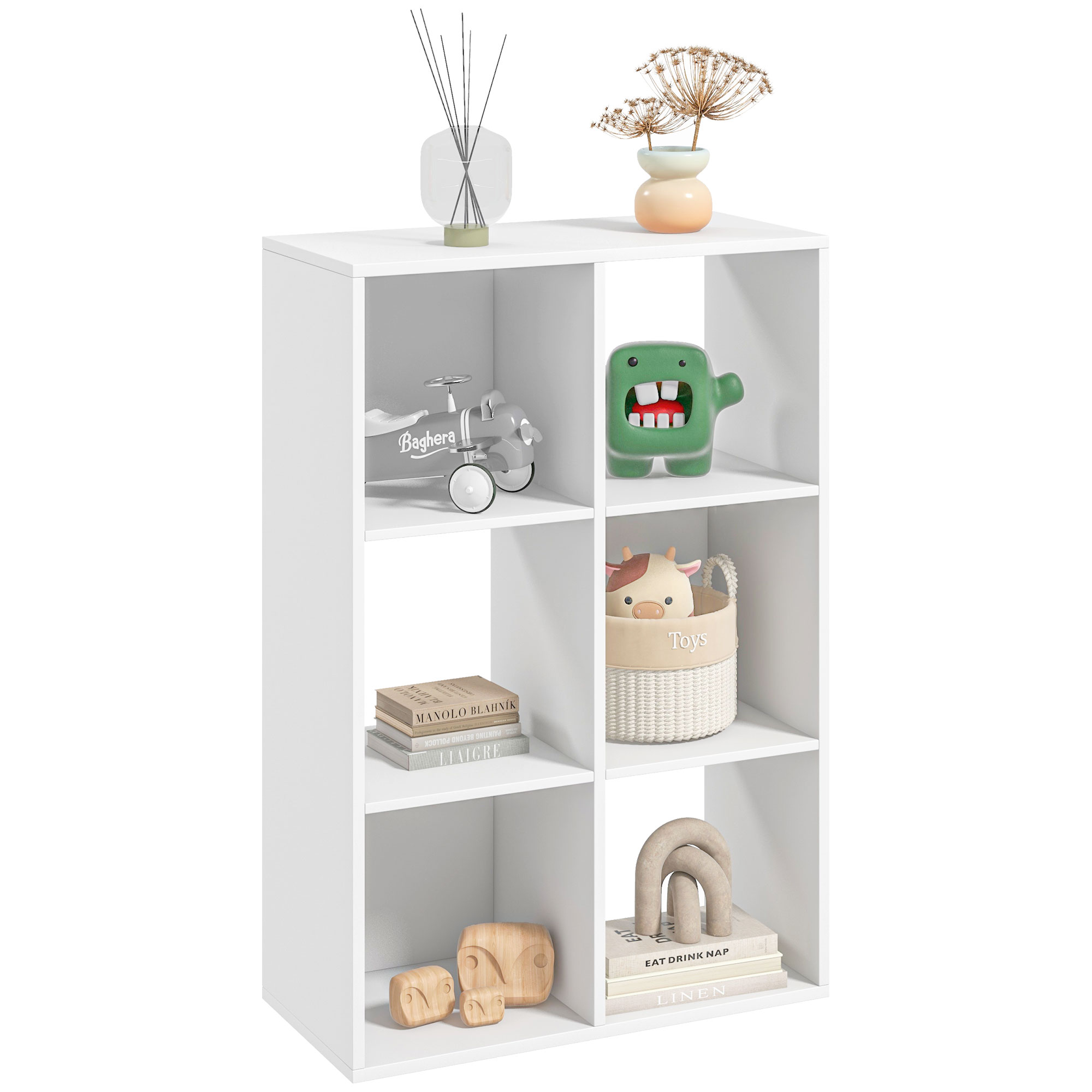 Mobila living -  Biblioteca Alba - 6 Compartimente Cub 91,5×29,5×61,5 cm