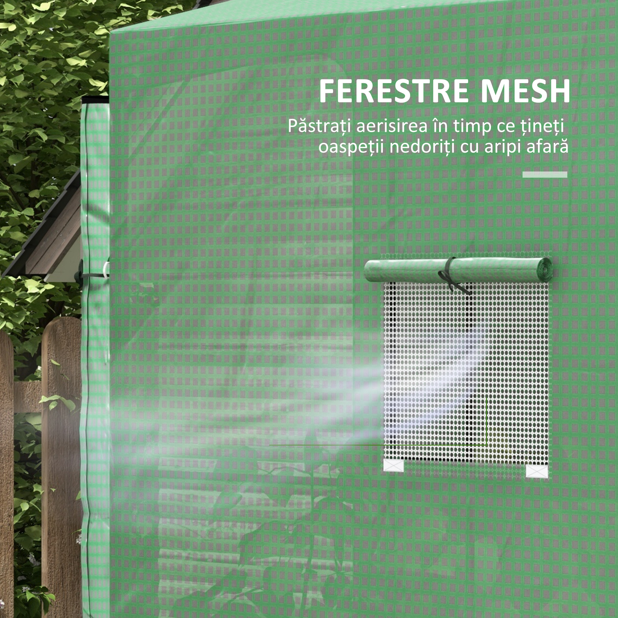  Sera de Gradina de Perete cu 2 Usi Rulabile si Acoperire din PE Anti-UV, 200x80x200 cm, Verde [5]