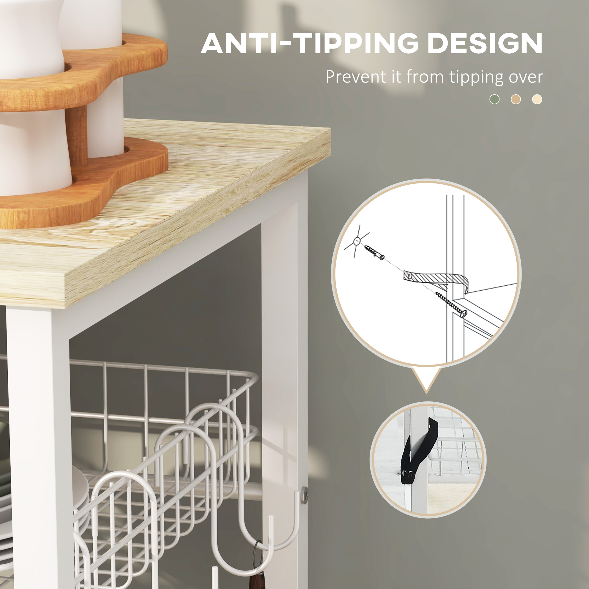  Raft Bucatarie - 4 Rafturi, Carlige & Cos Plasa, Lemn+Otel [4]