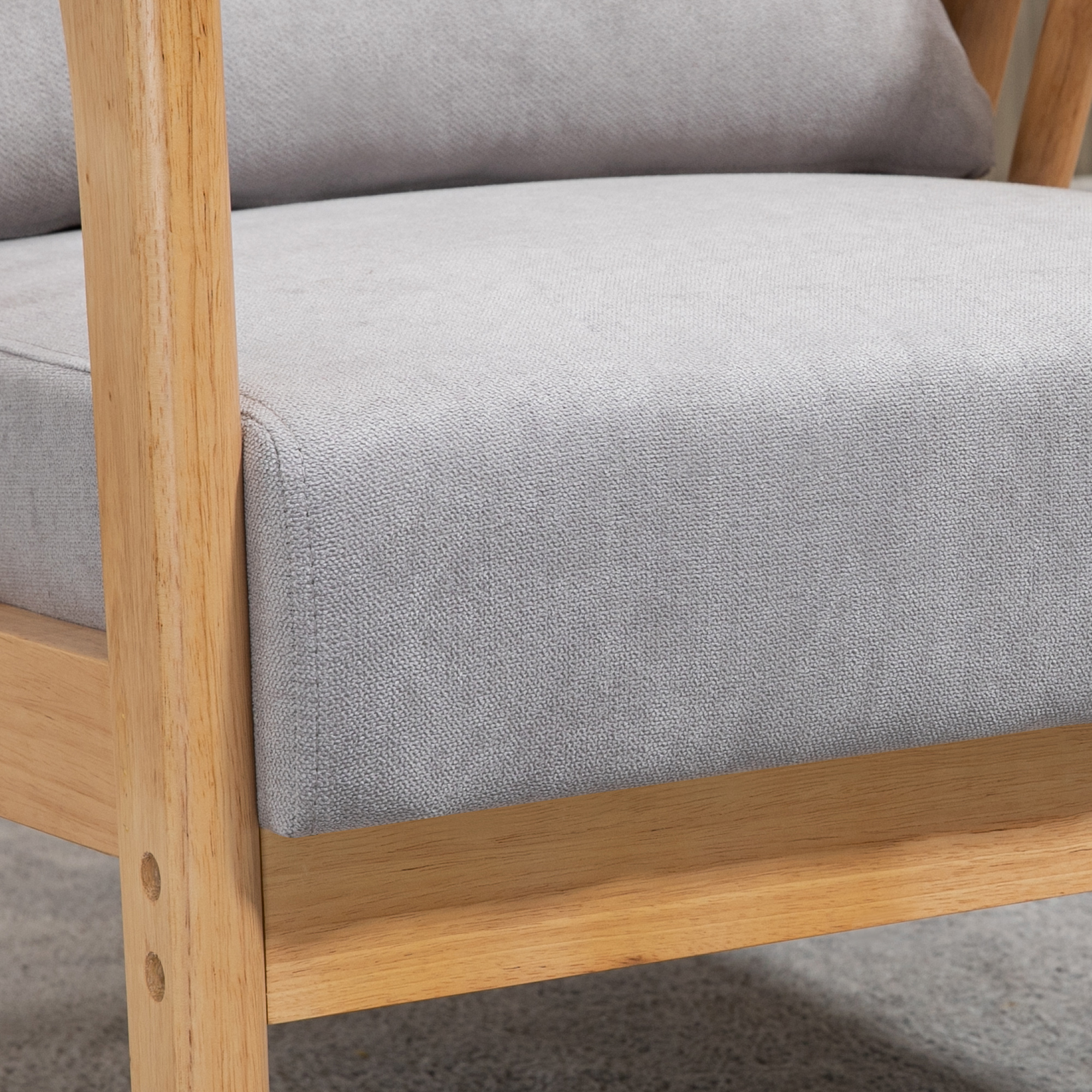  Fotoliu modern cu husa din catifea si structura din lemn, fotoliu pentru dormitor si sufragerie cu perna suplimentara, 68x75x78cm, gri [8]