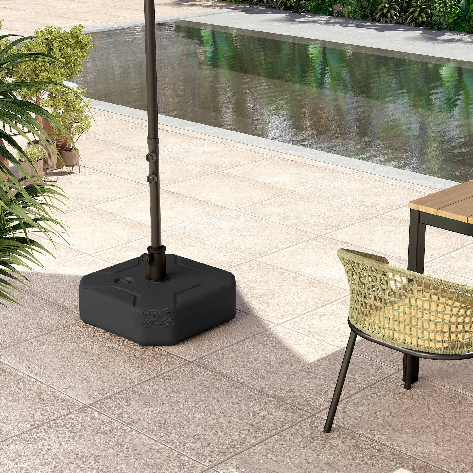  Baza Patrata pentru Umbrela, Suport Greu pentru Umbrele de Exterior, Umplibil cu Nisip pana la 25kg sau cu Apa pana la 20kg, pentru Gradina, Piscina, Negru [8]