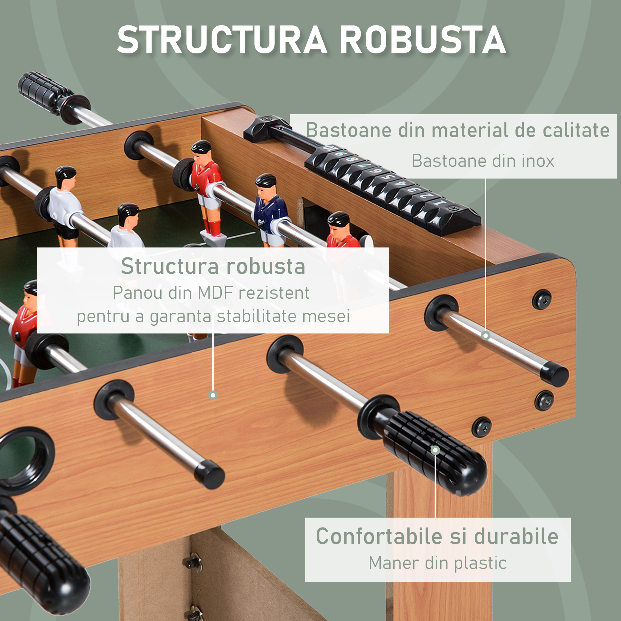  Masa de Foosball Profesionala in Lemn MDF, 87x 4 x78cm [4]