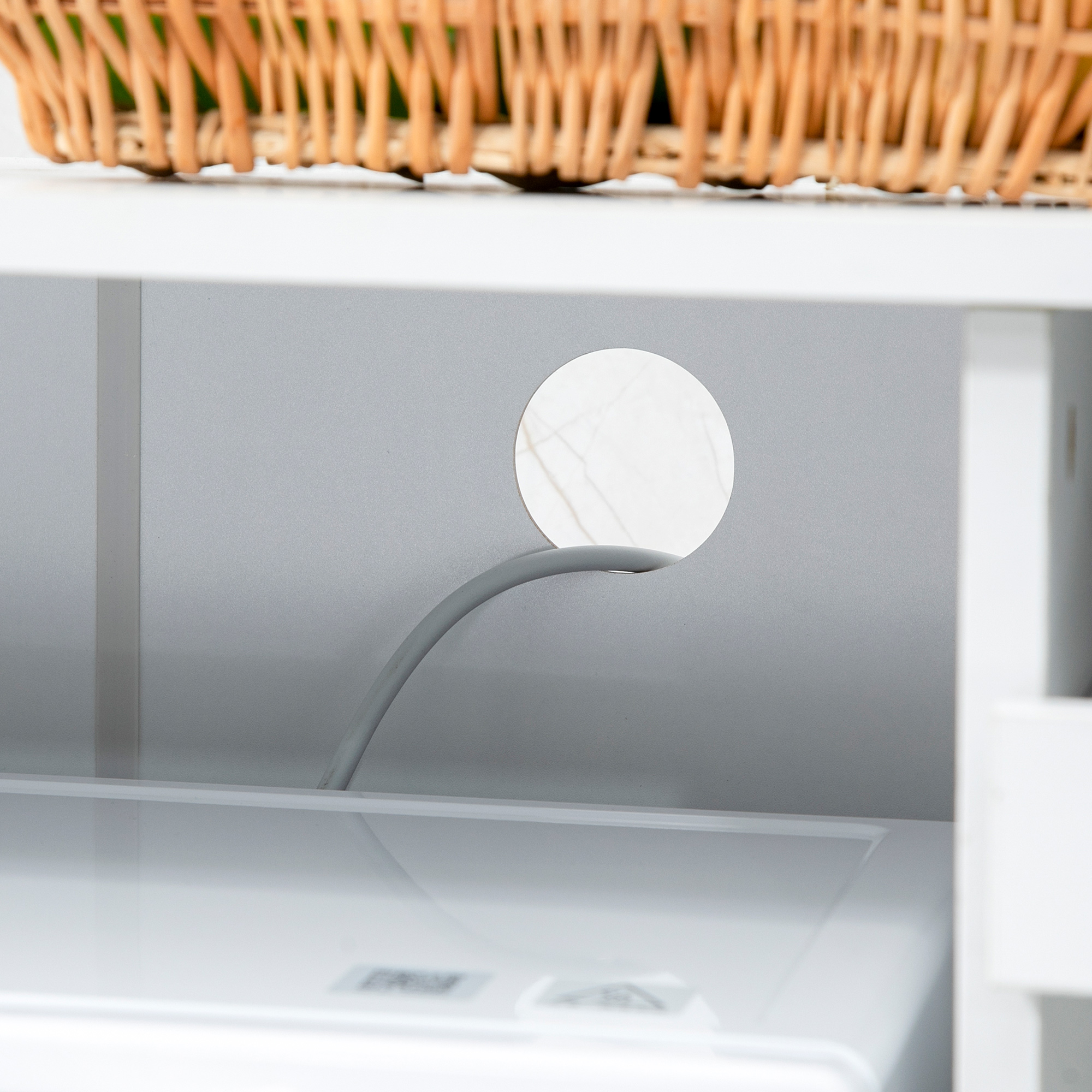  Bufet de Bucatarie cu 2 Dulapuri, Sertar si Rafturi Extensibile pentru Cuptor cu Microunde, 84x39x109 cm, Alb [8]