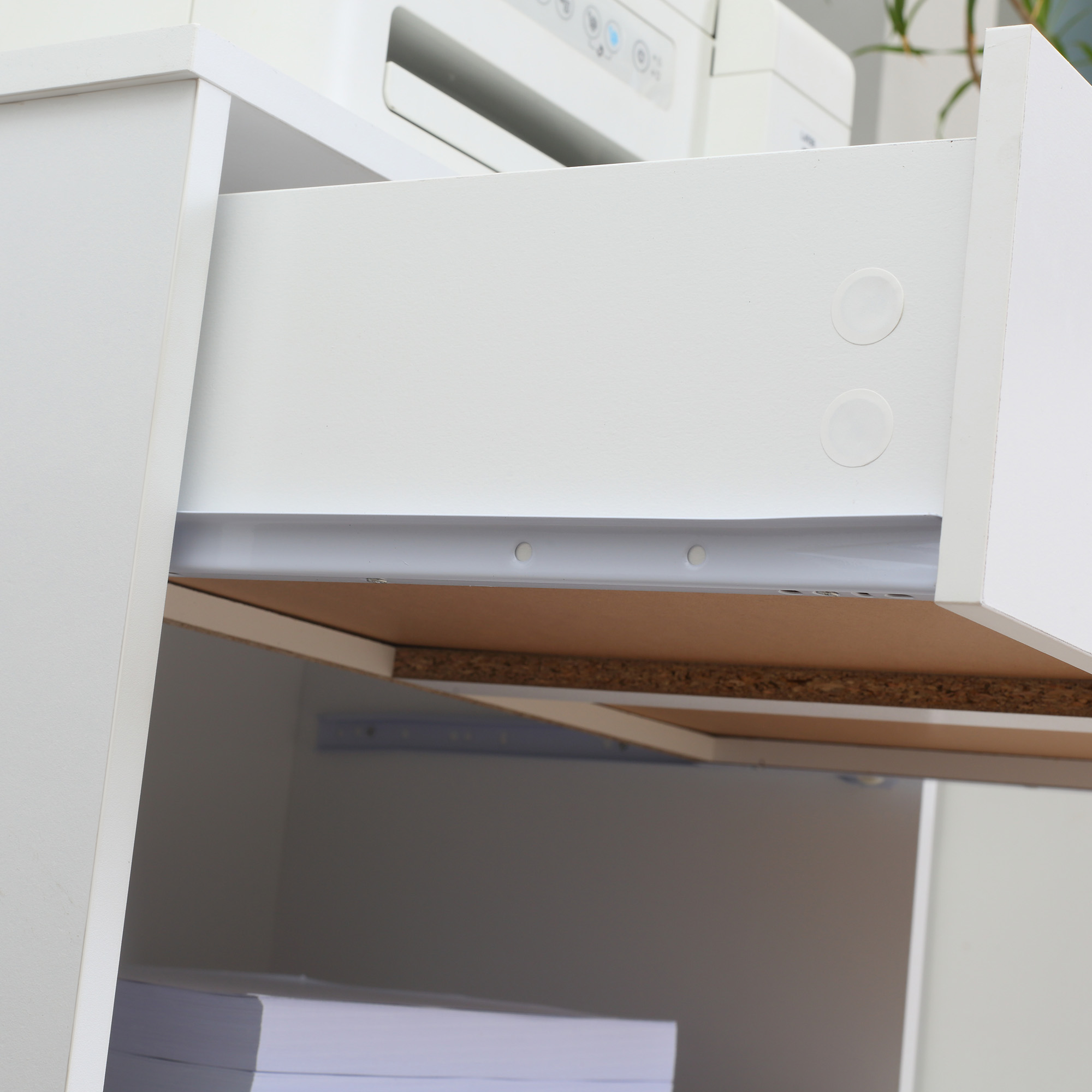  Dulap Imprimanta - Alb, cu Sertar, Raft & Roti 60×39×80 cm [7]