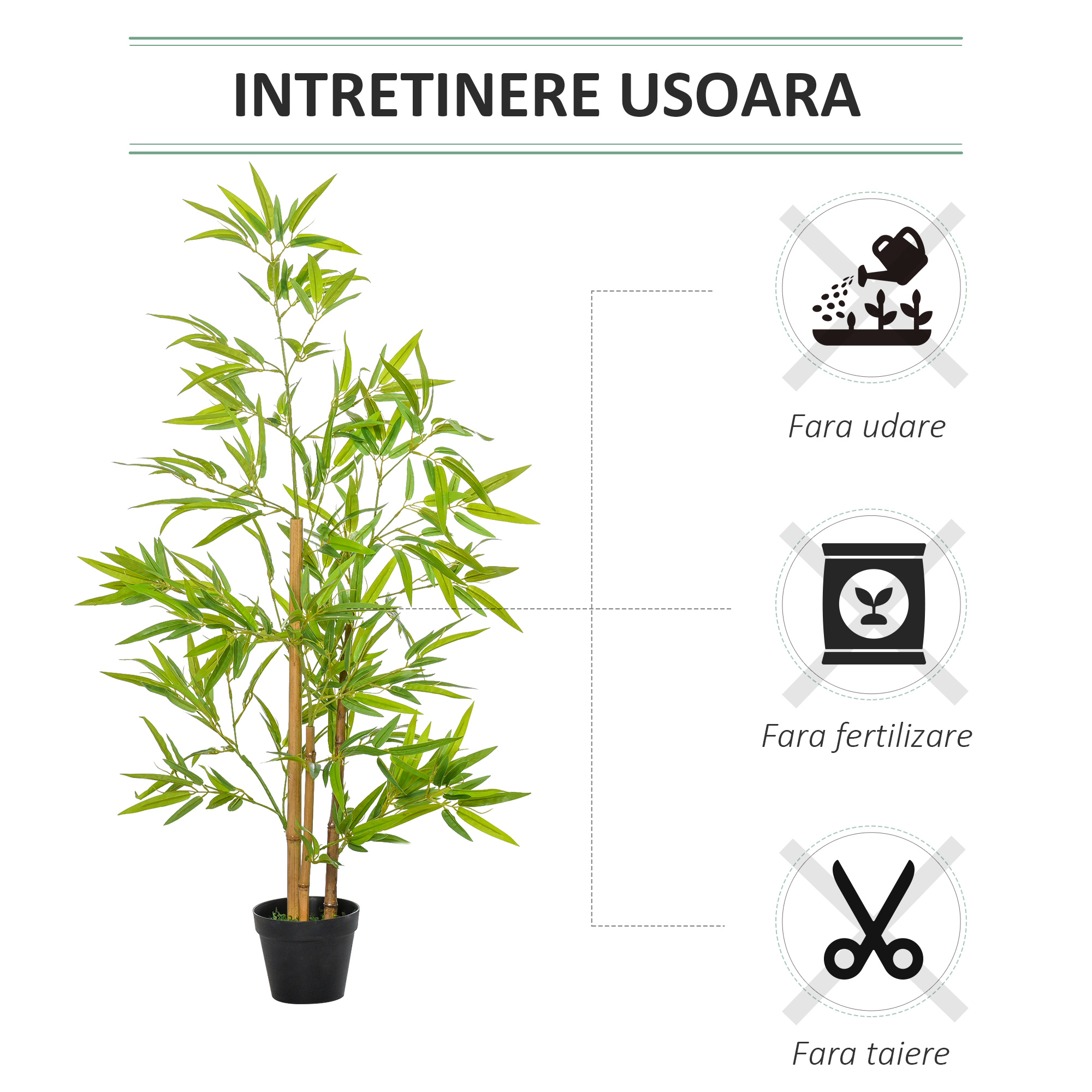  bambus artificial in ghiveci, 120 cm, verde [5]