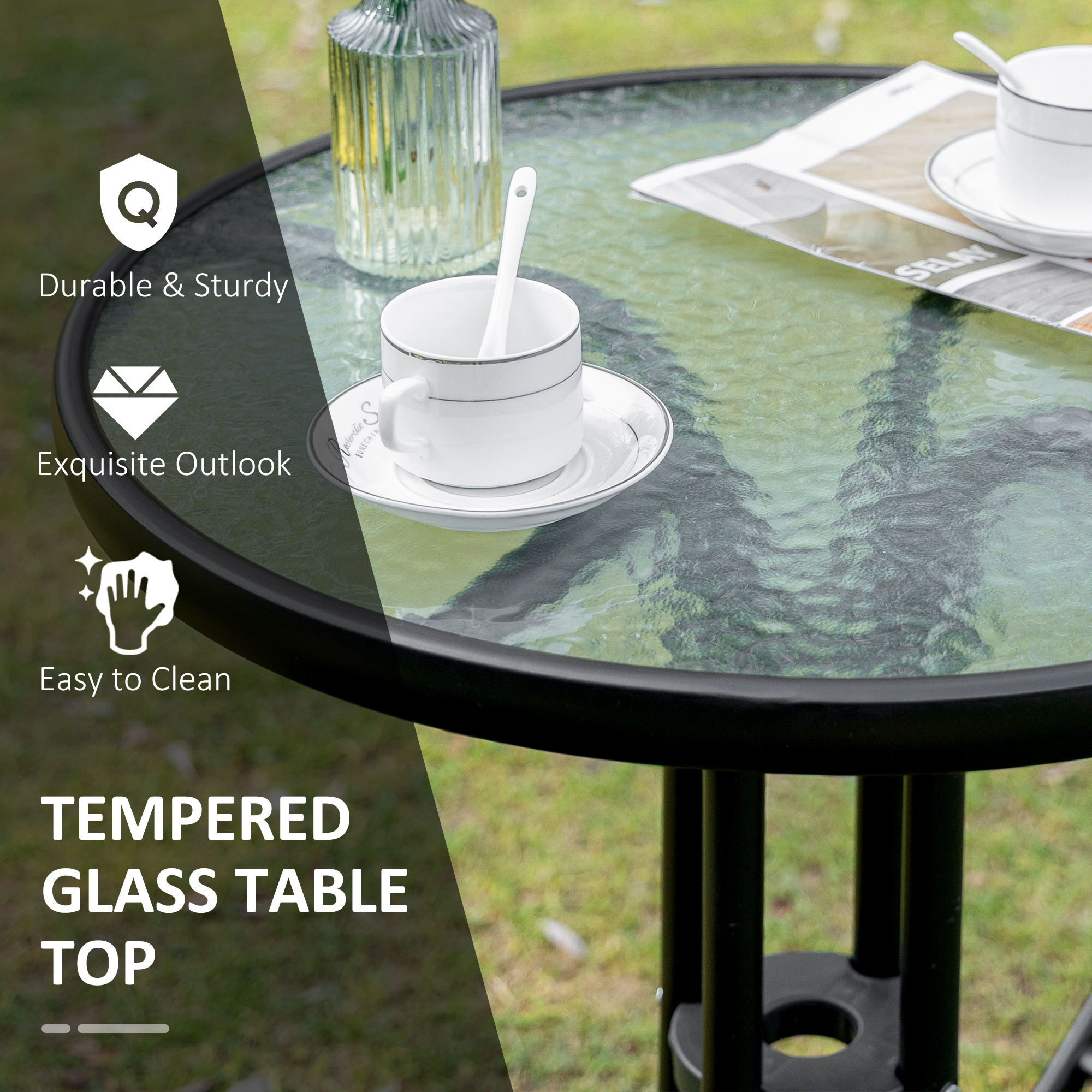  Set Mobilier pentru Gradina din Poly Ratan 3buc Set Masa si 2 Scaune pentru Gradina Pliabile Negru [5]