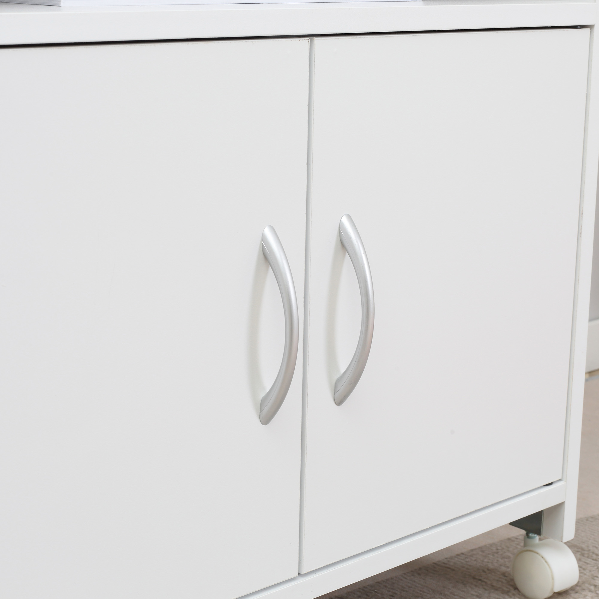  Dulap Imprimanta - Alb, cu Sertar, Raft & Roti 60×39×80 cm [6]