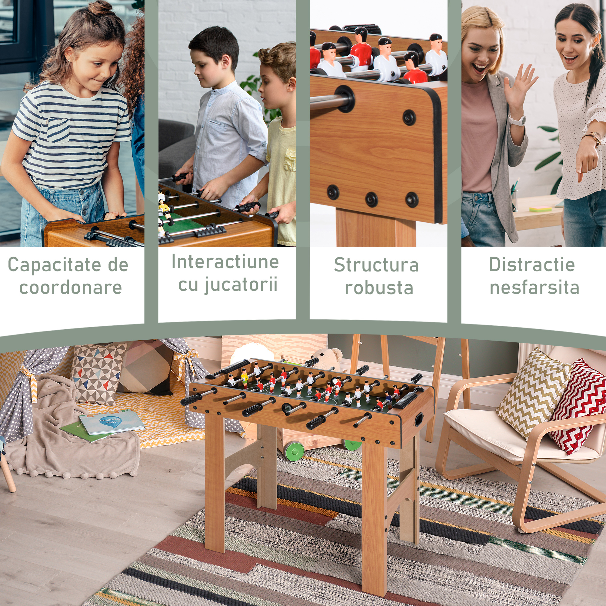  Masa de Foosball Profesionala in Lemn MDF, 87x 4 x78cm [5]