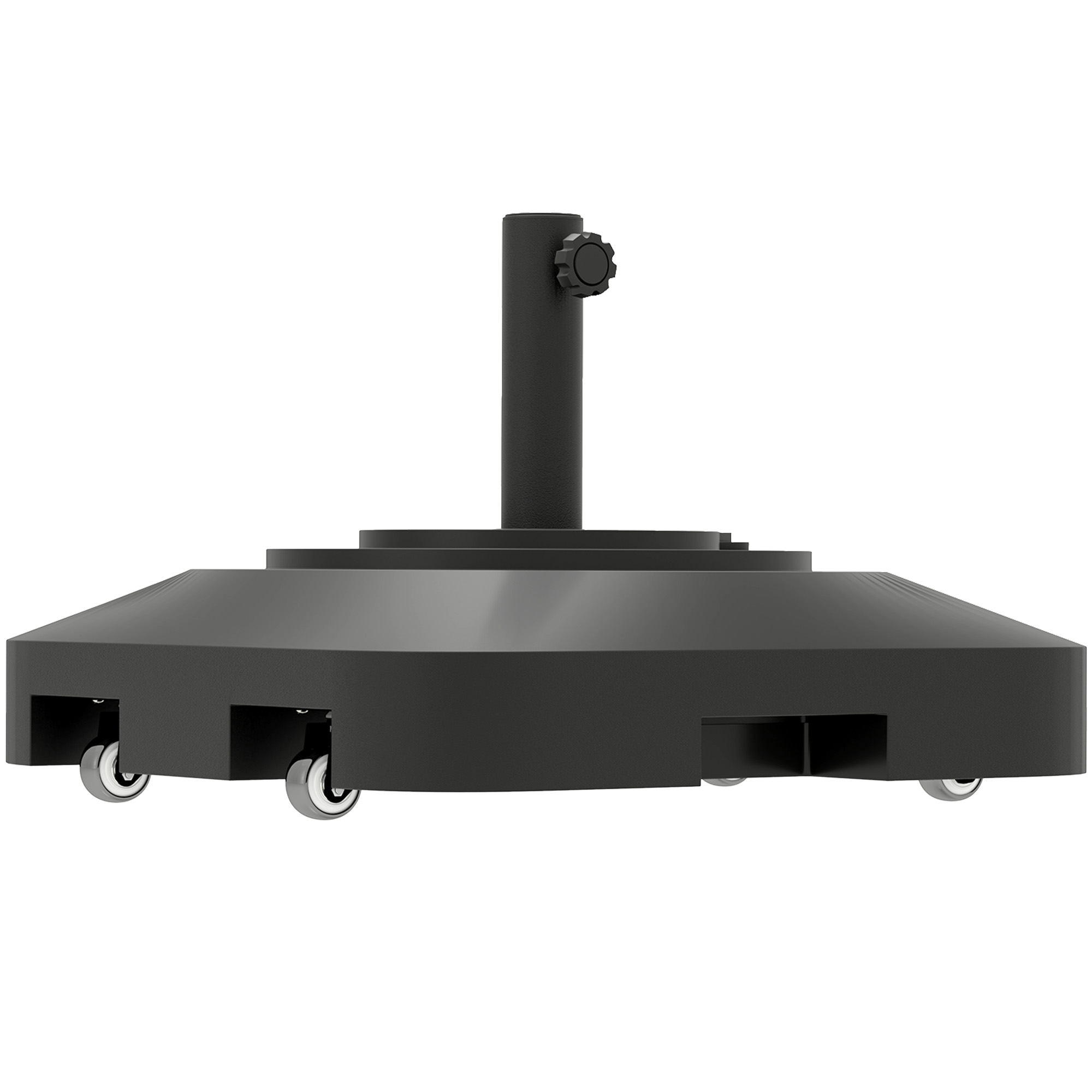 Umbrele -  Baza pentru umbrela cu roti, umplibila cu apa sau nisip, din HDPE, 48x48x32.5 cm, negru