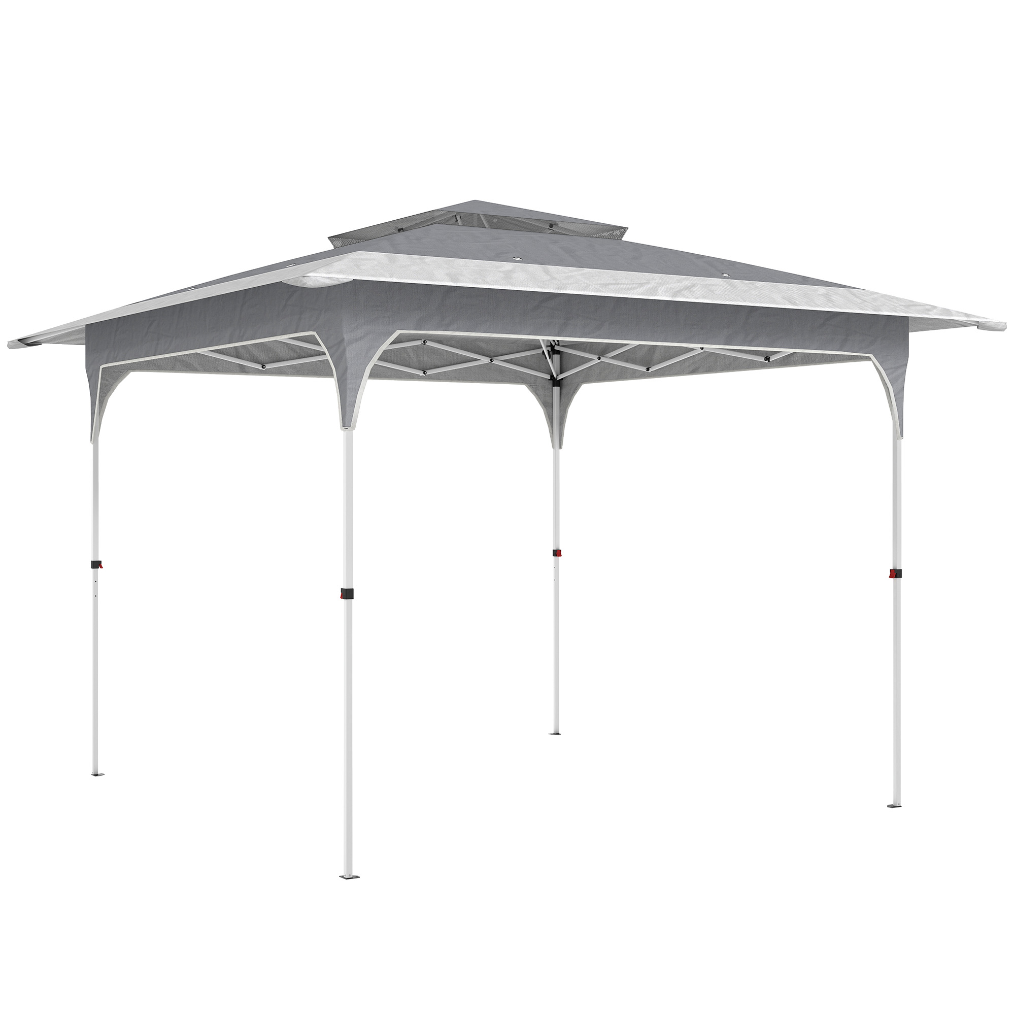 Gradina & balcon -  Pavilion Pop-Up pliabil 3.5x3.5 m cu acoperis dublu si geanta, din metal si material Oxford, gri inchis